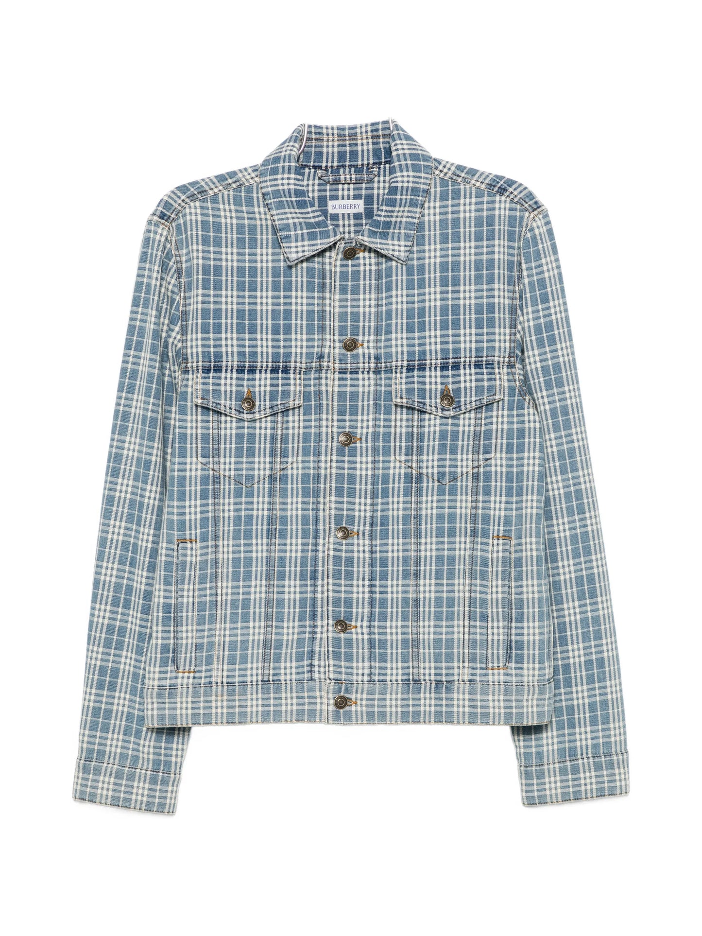 Darwen check-print denim jacket