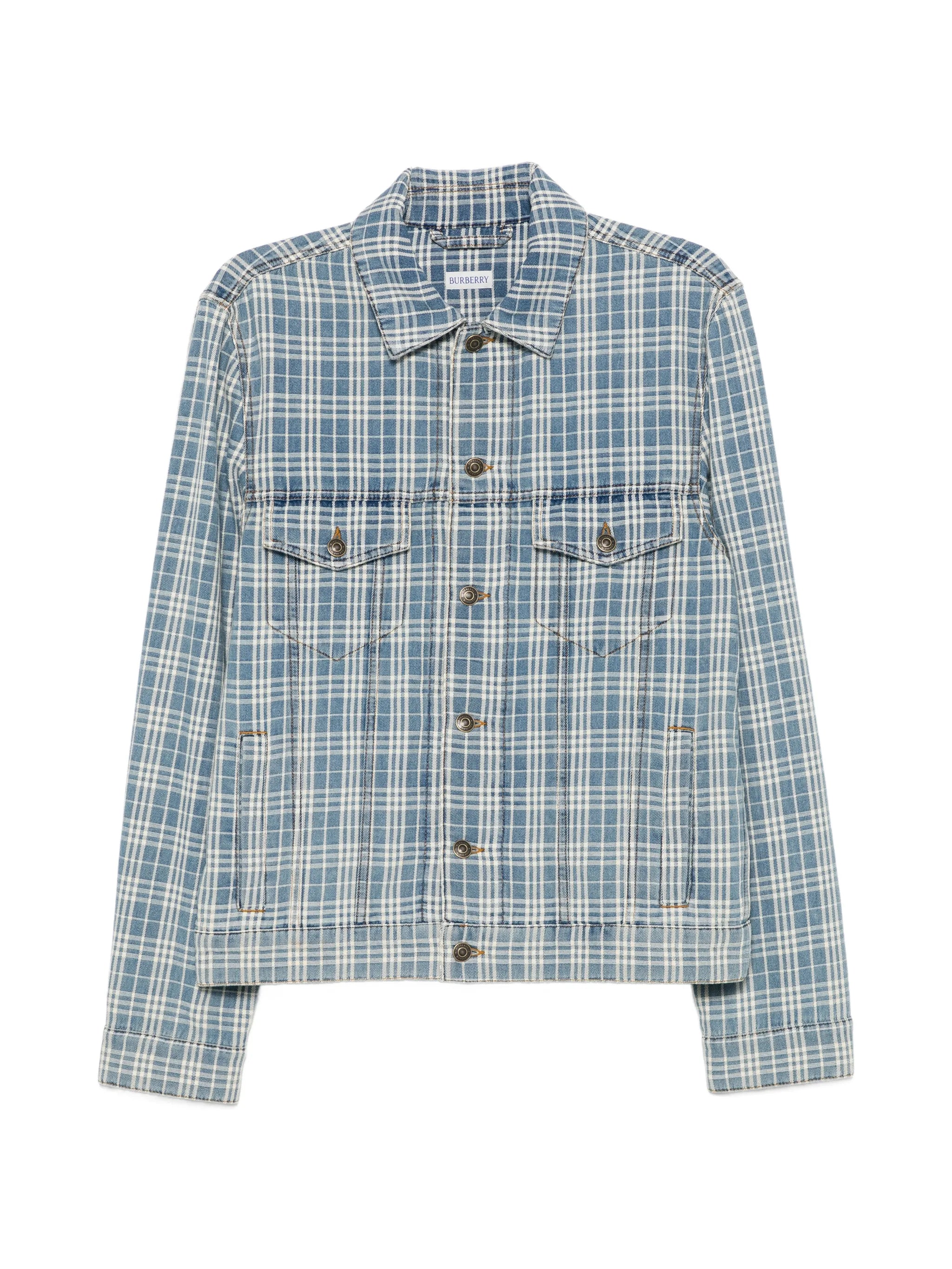 Darwen check-print denim jacket