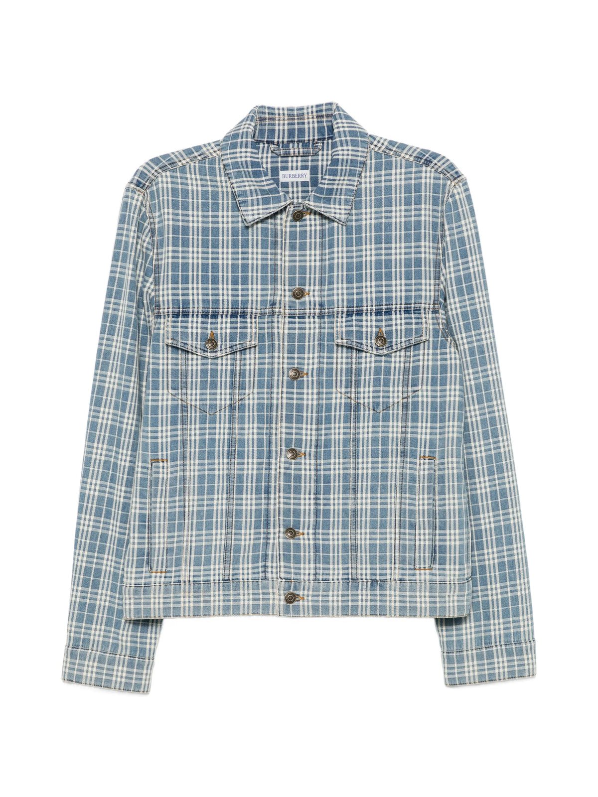 Darwen check-print denim jacket