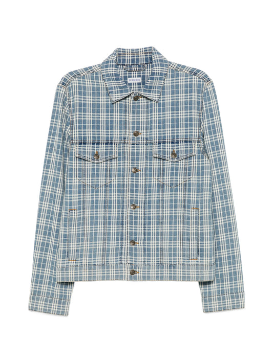 Darwen check-print denim jacket