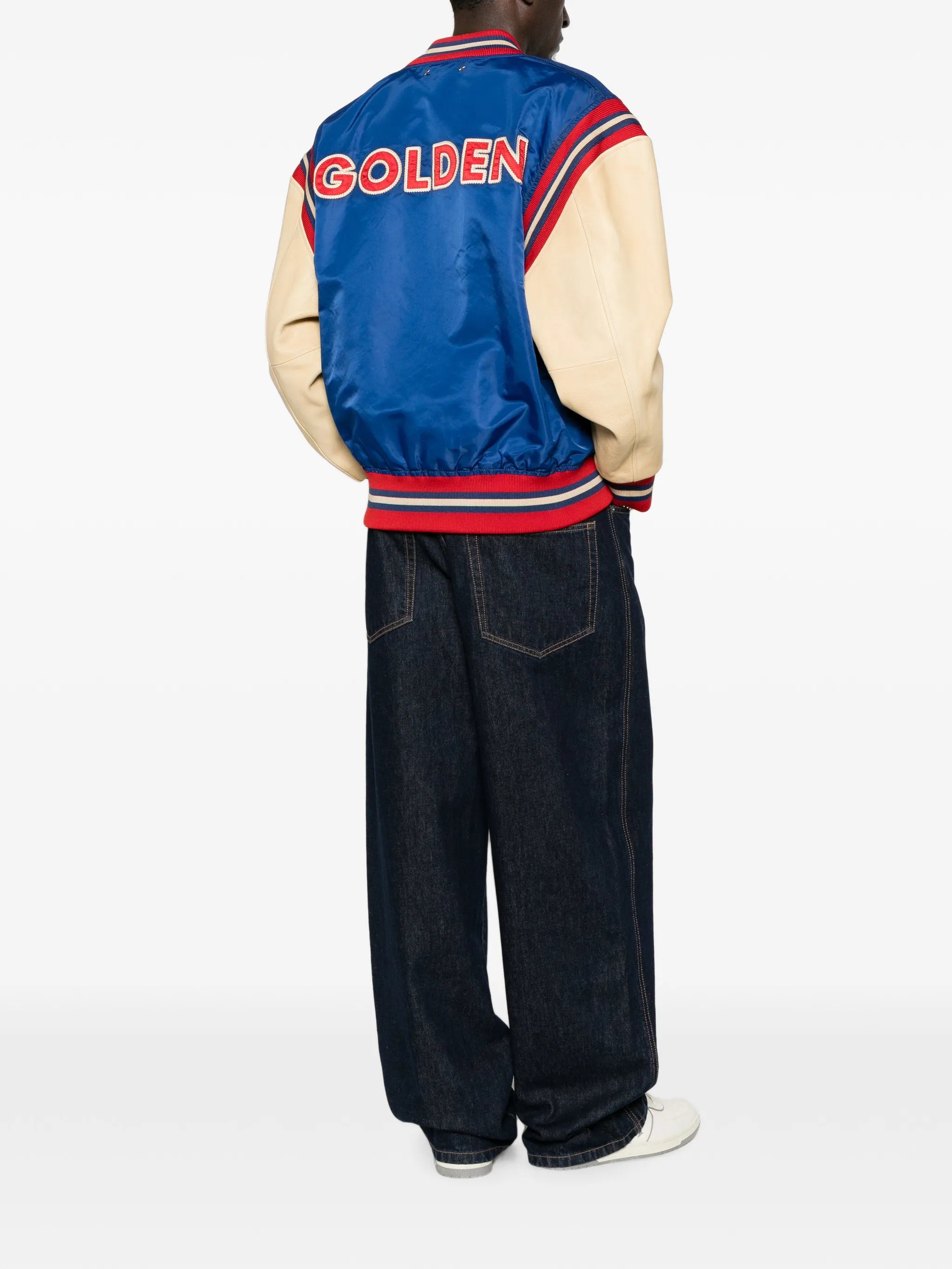 leather-sleeve Journey bomber jacket