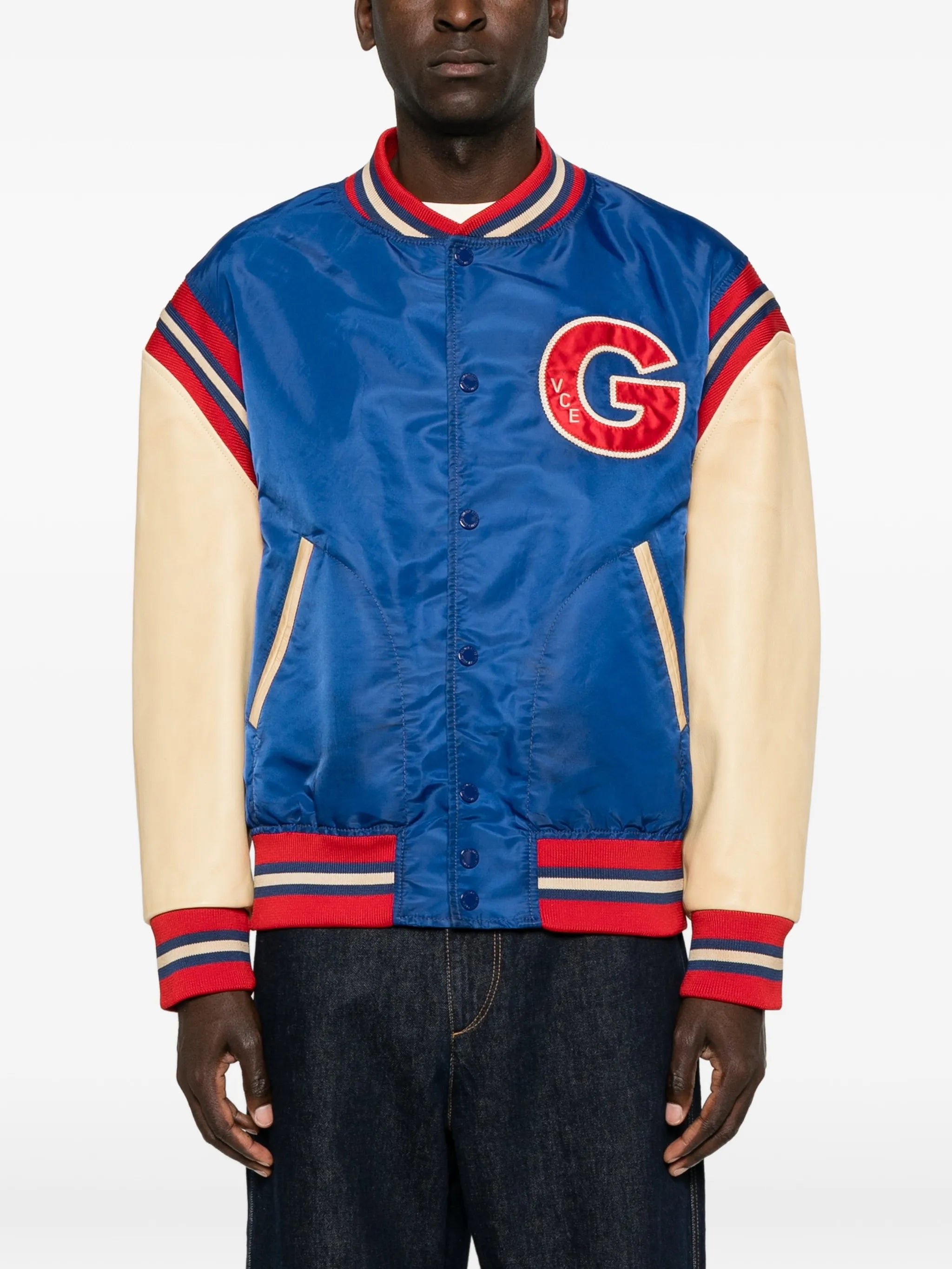 leather-sleeve Journey bomber jacket