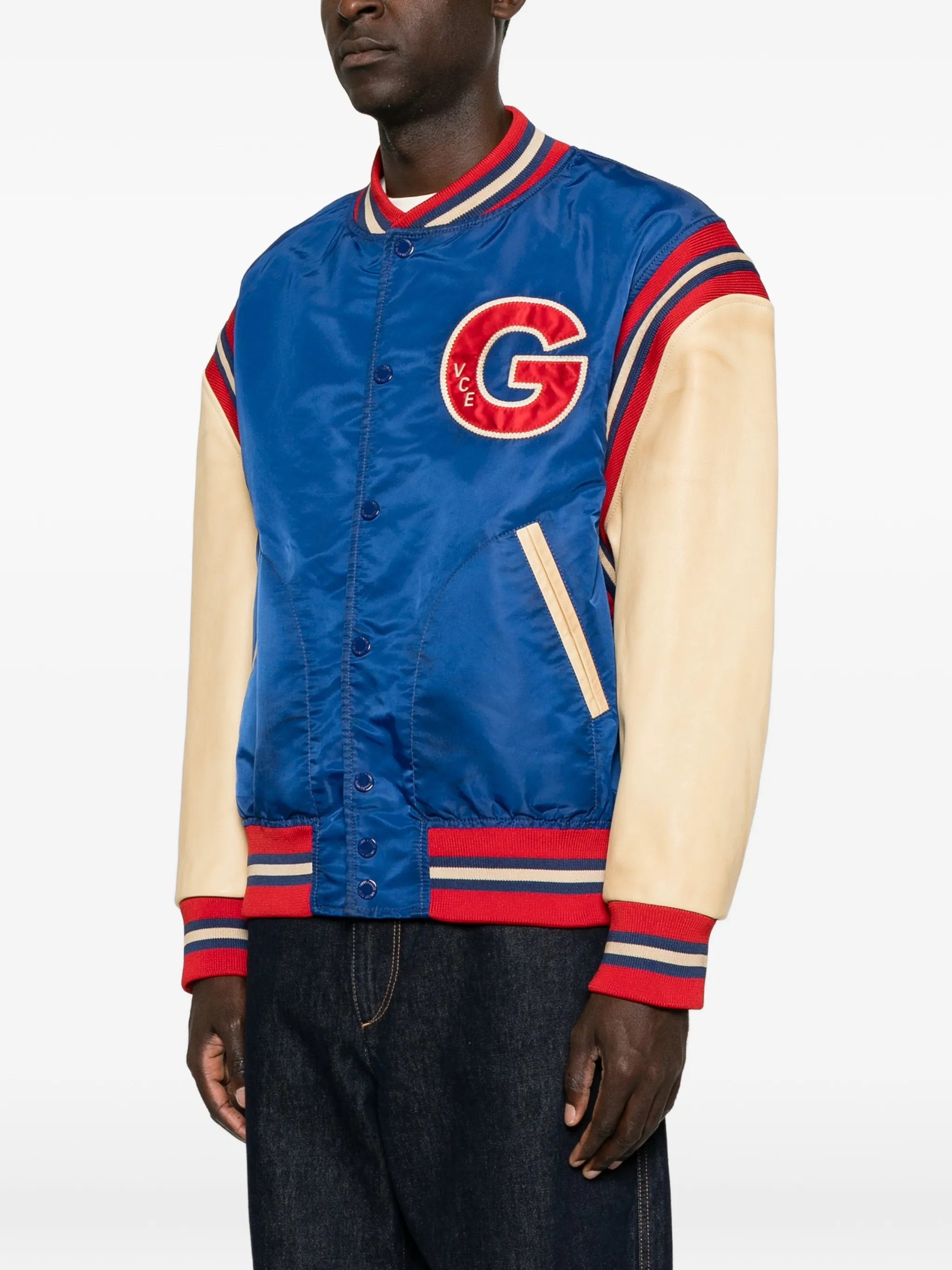 leather-sleeve Journey bomber jacket