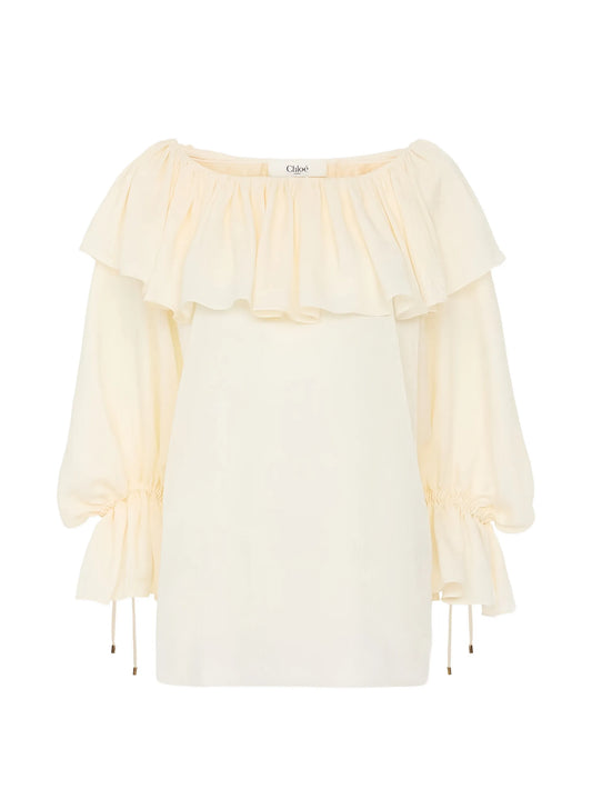 ruffled long-sleeve blouse