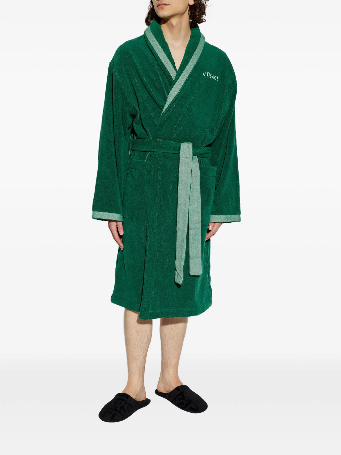 Medusa-motif belted bathrobe