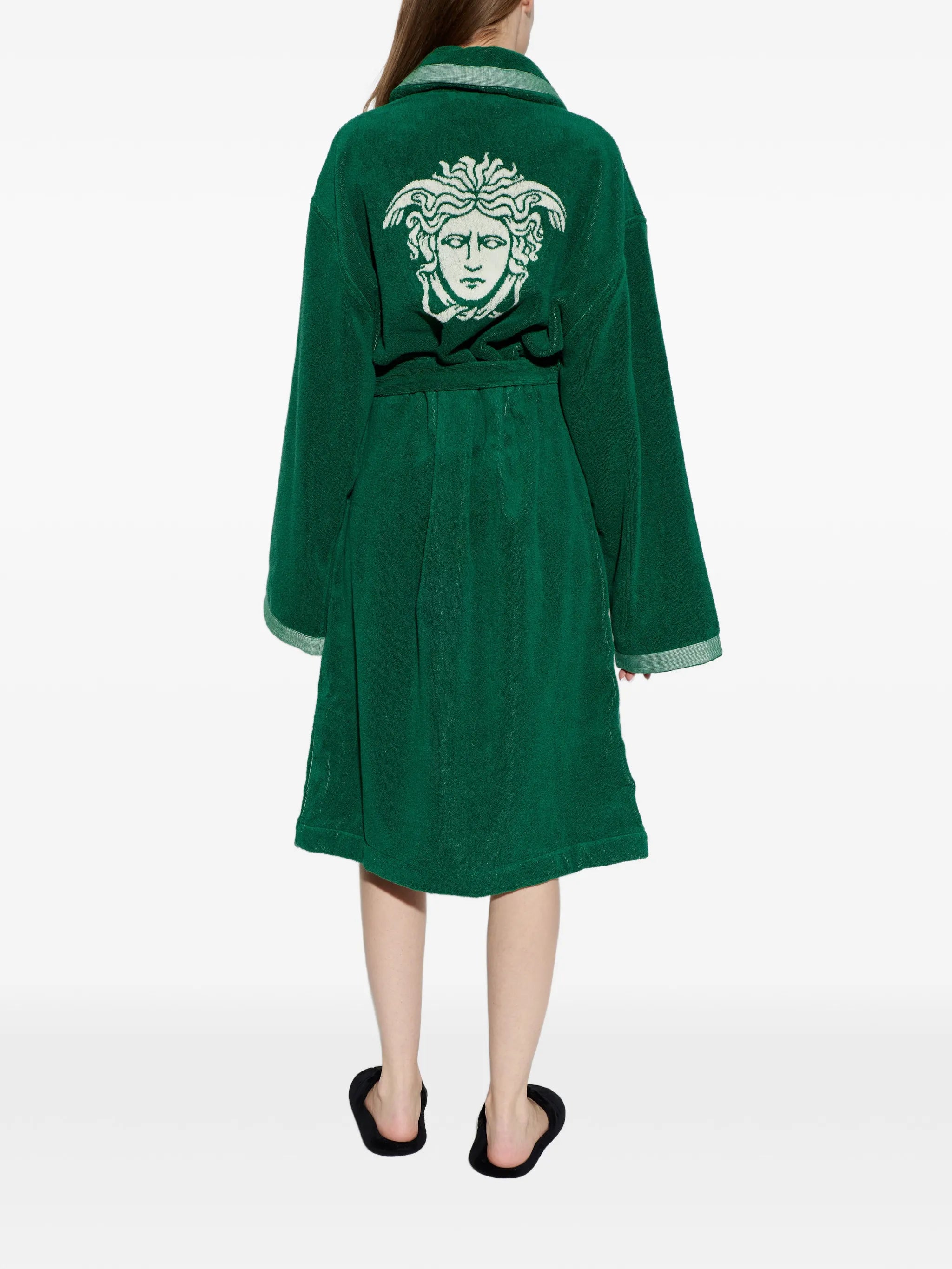 Medusa-motif belted bathrobe