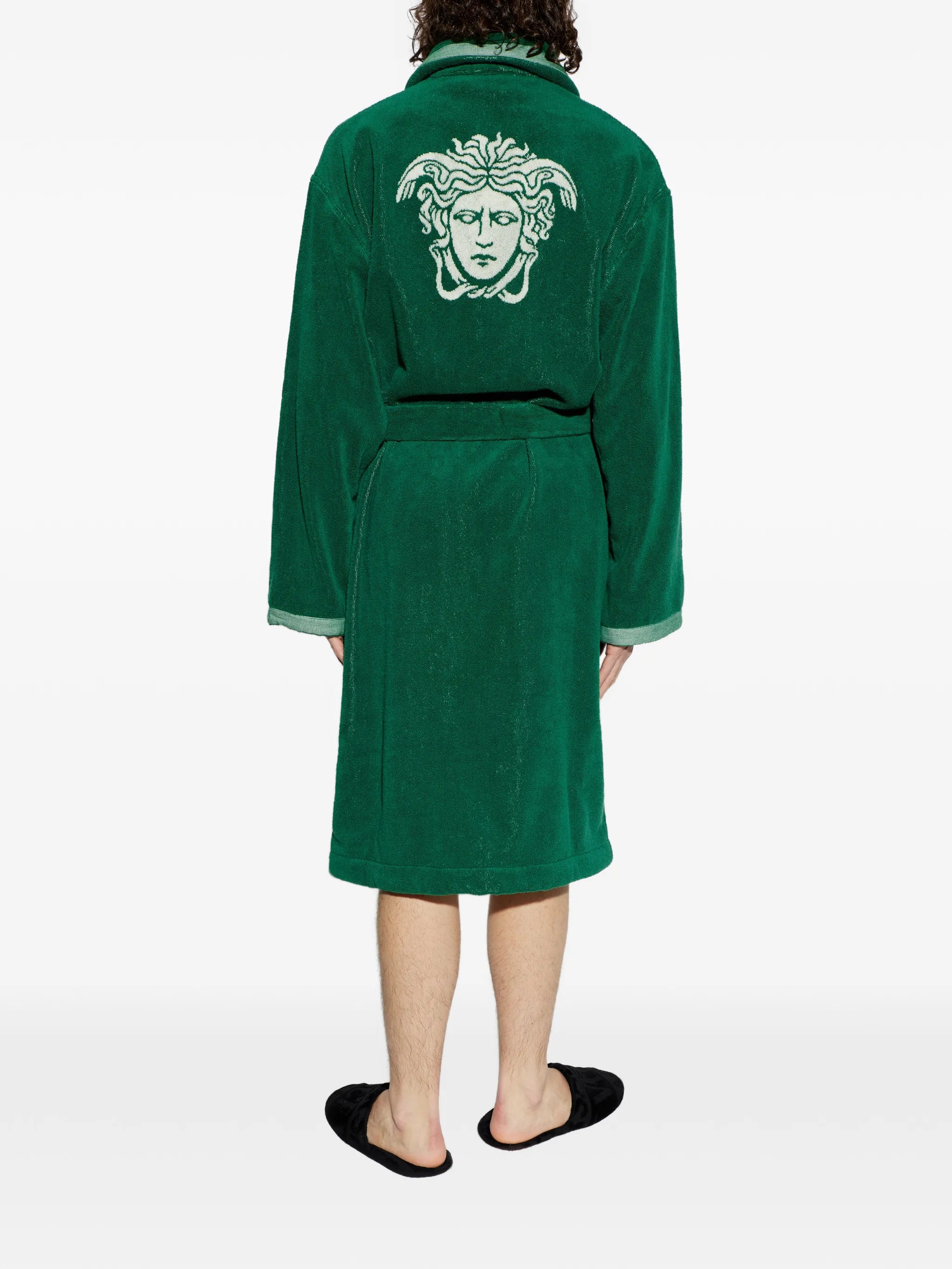 Medusa-motif belted bathrobe