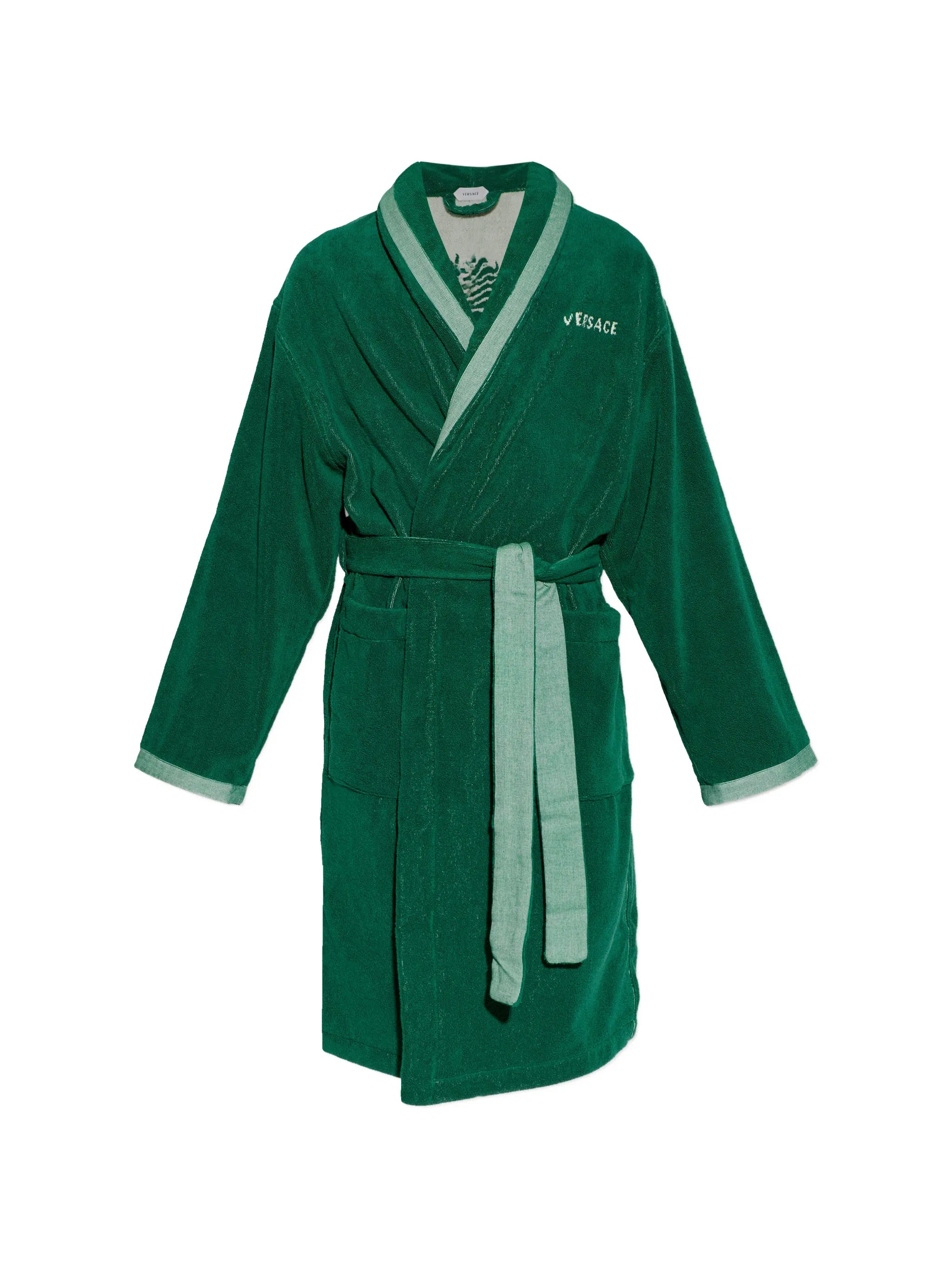 Medusa-motif belted bathrobe