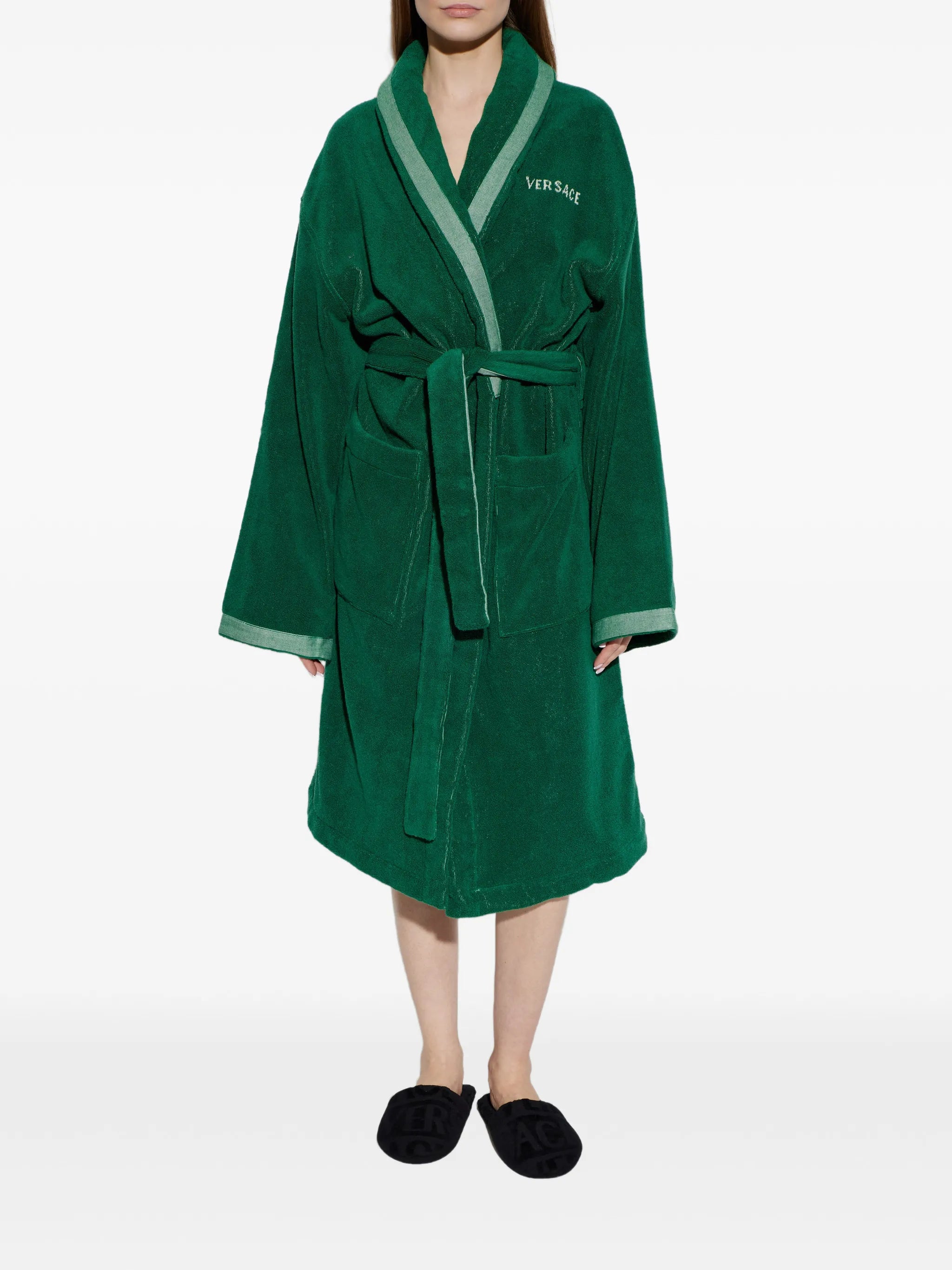 Medusa-motif belted bathrobe