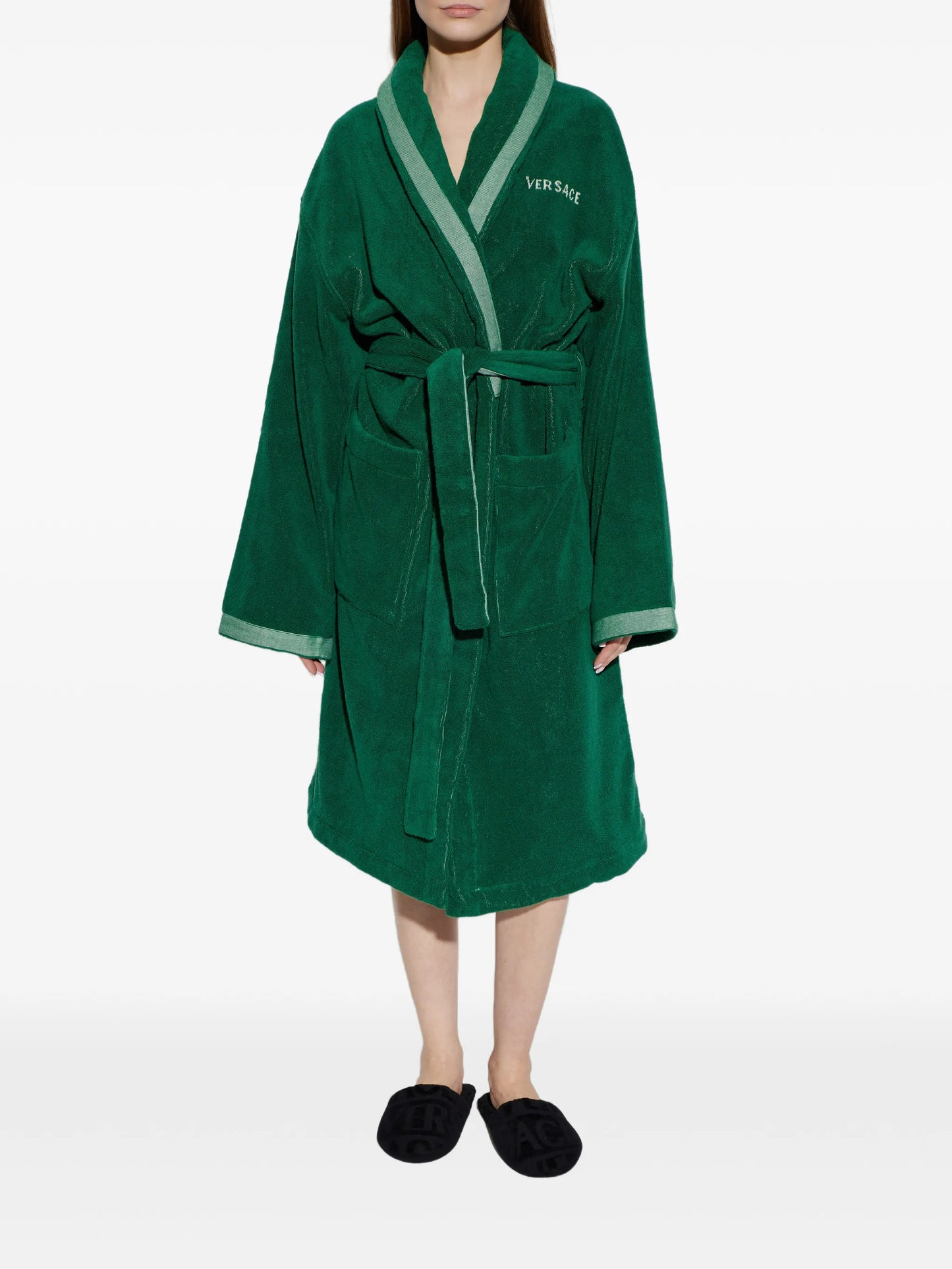 Medusa-motif belted bathrobe