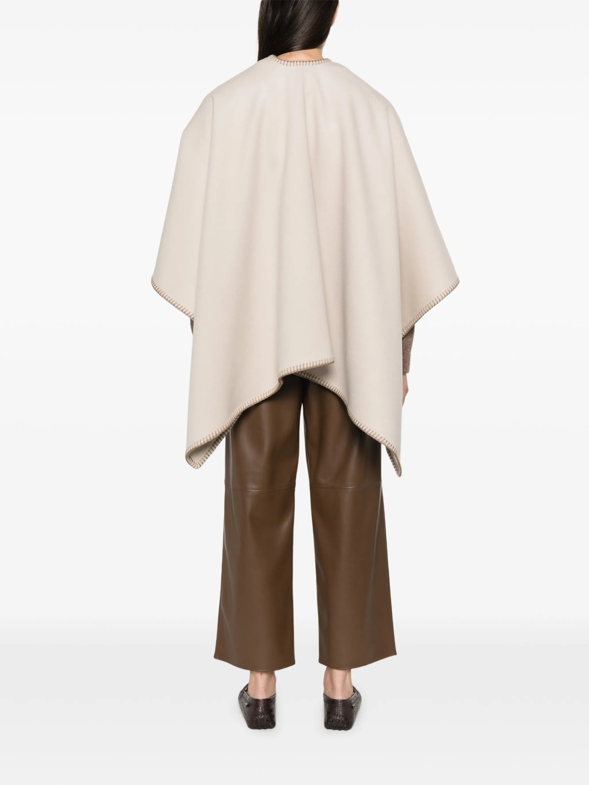 Colomba belted blanket-stitch poncho