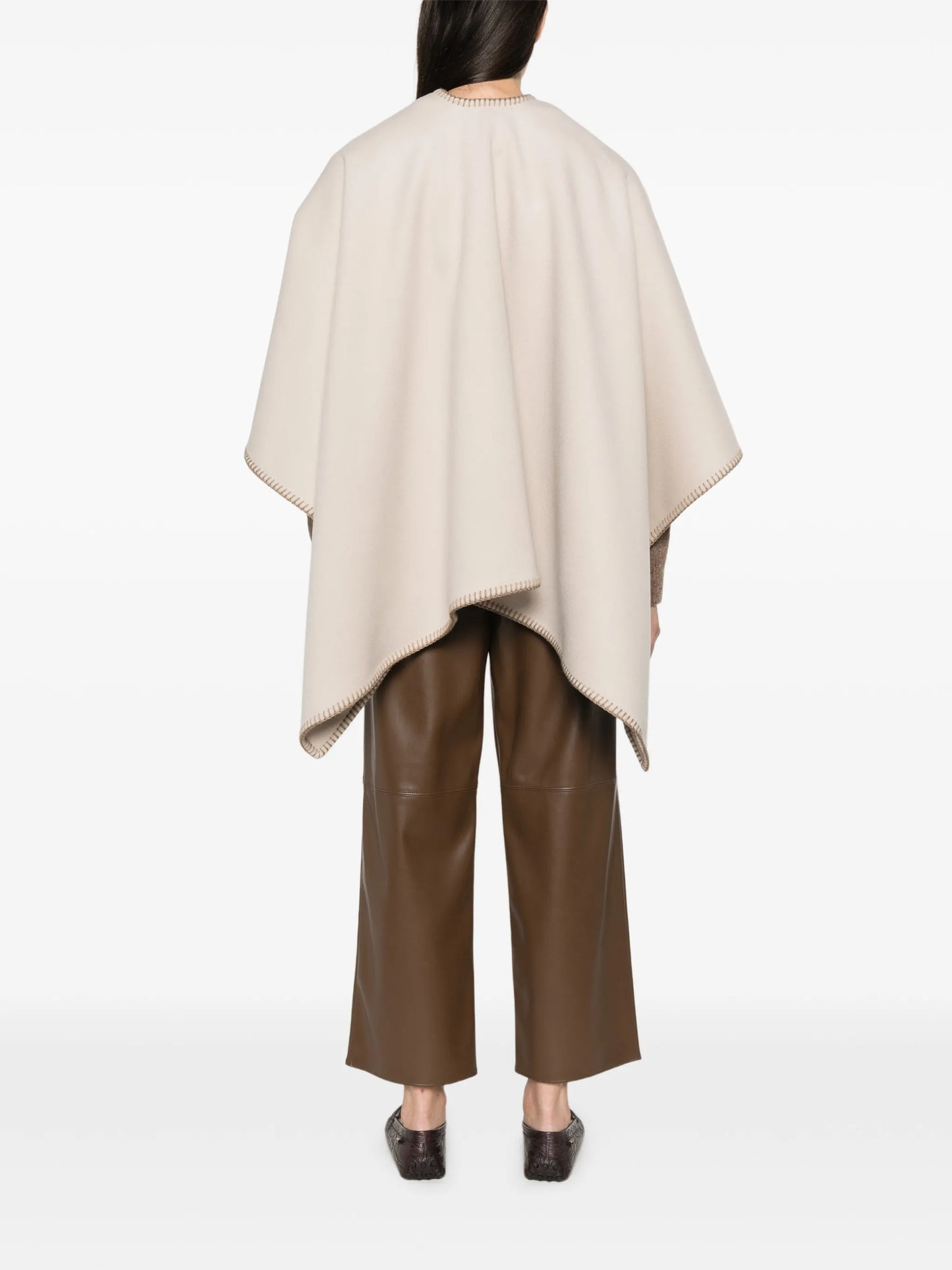 Colomba belted blanket-stitch poncho