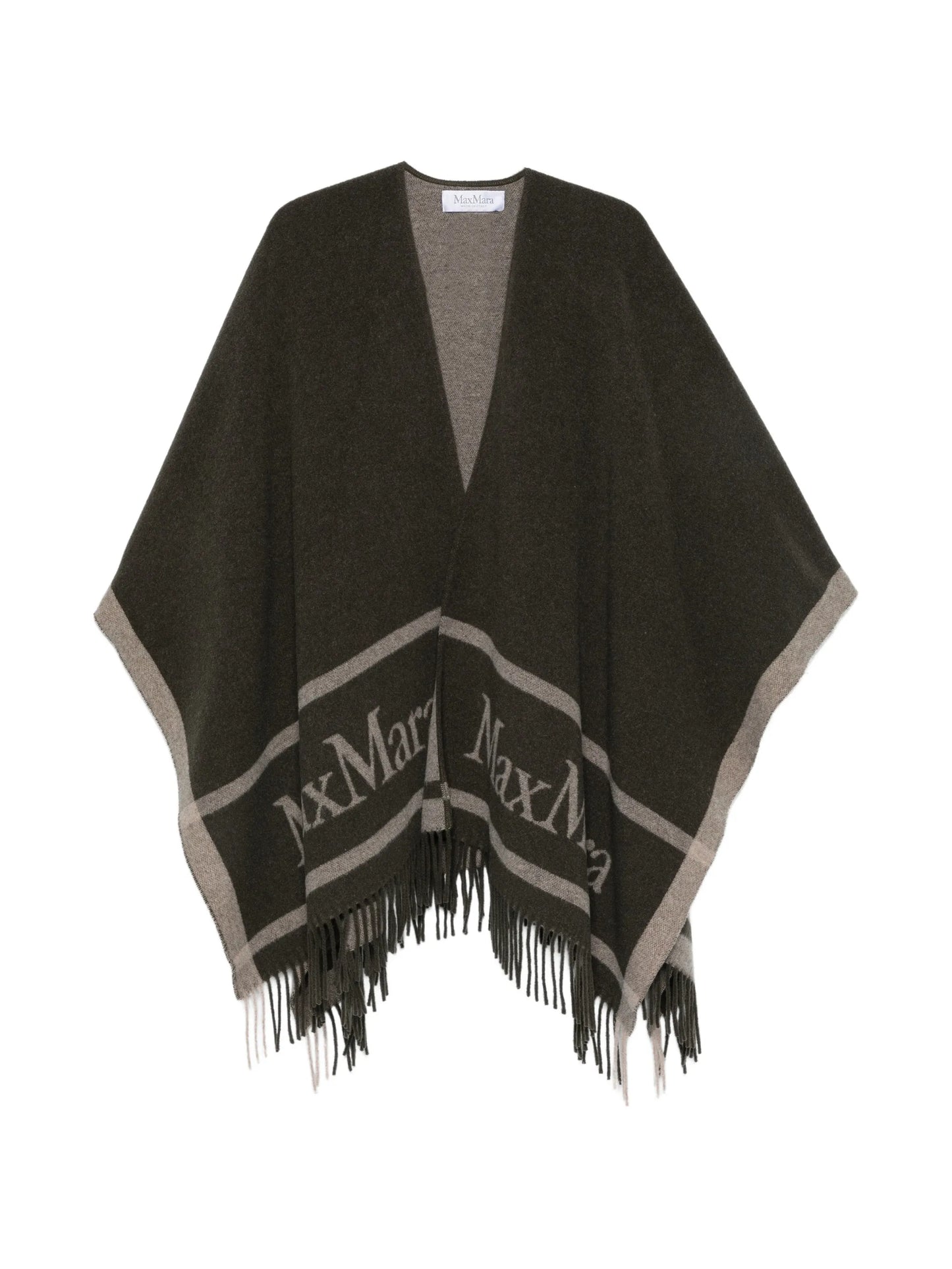 logo-print fringed poncho