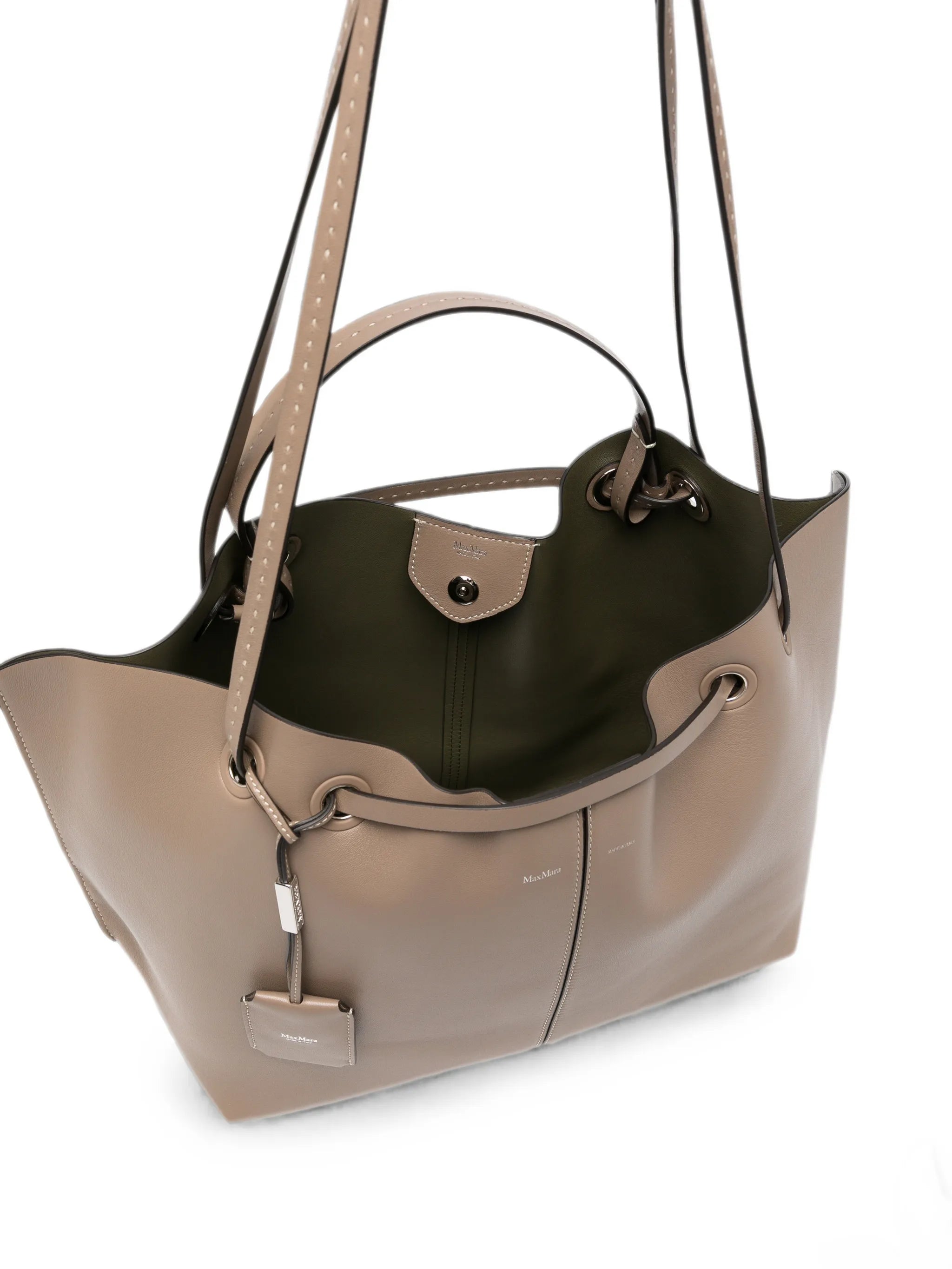double nappa leather shopper bag mud