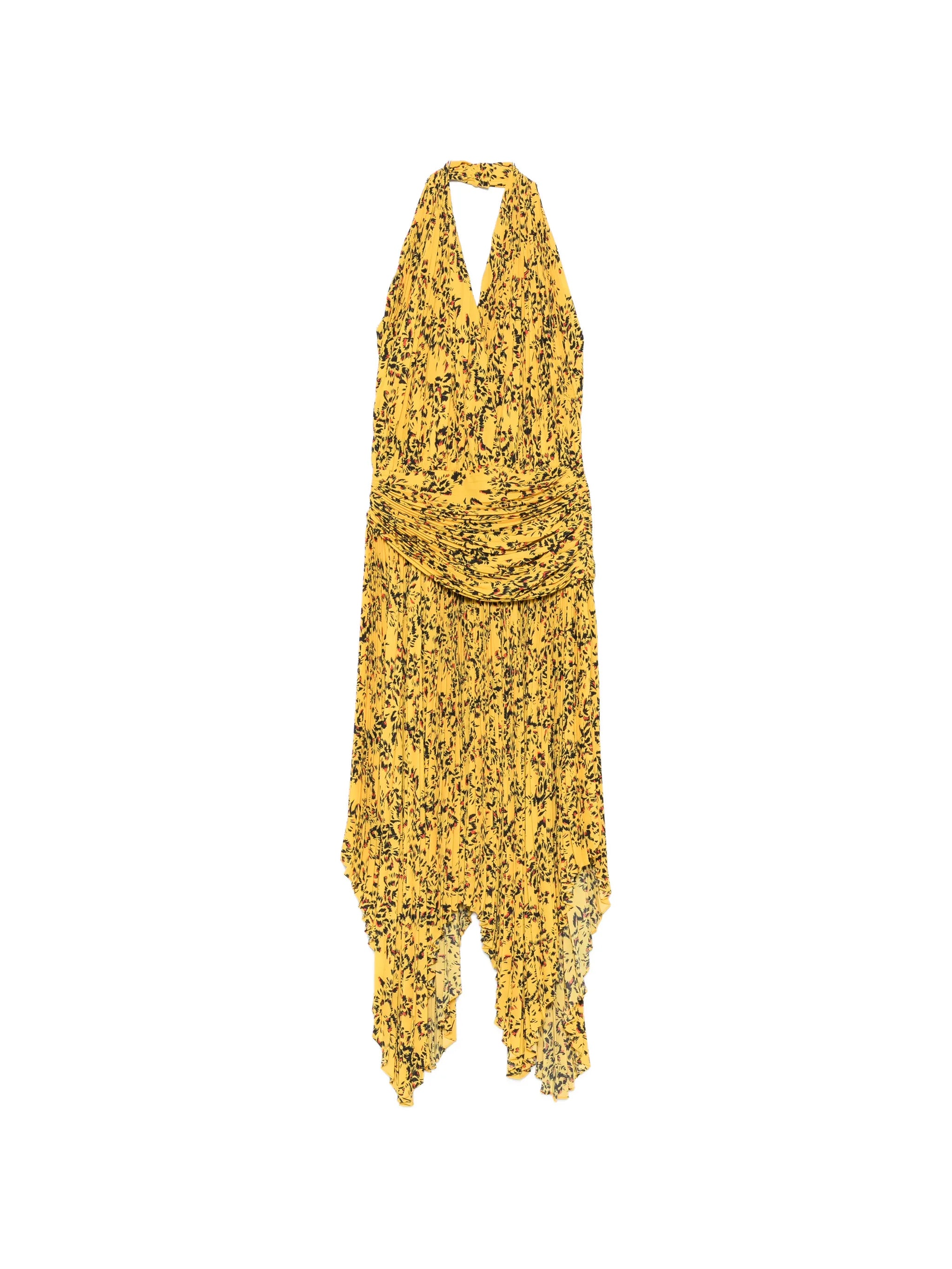 Paulina floral-print pleated asymmetric dress