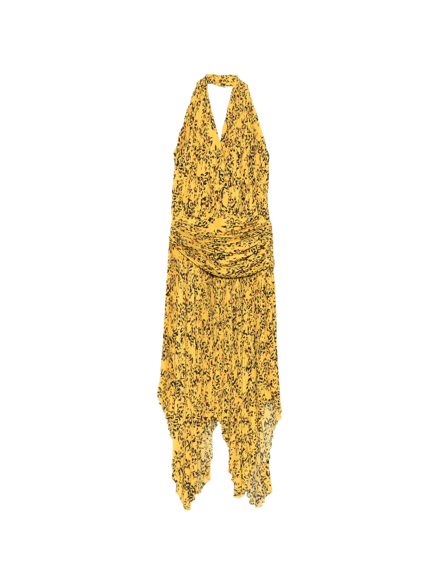 Paulina floral-print pleated asymmetric dress