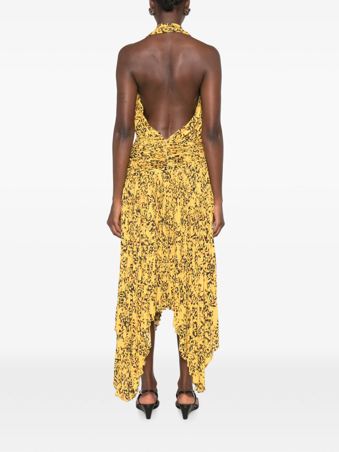 Paulina floral-print pleated asymmetric dress