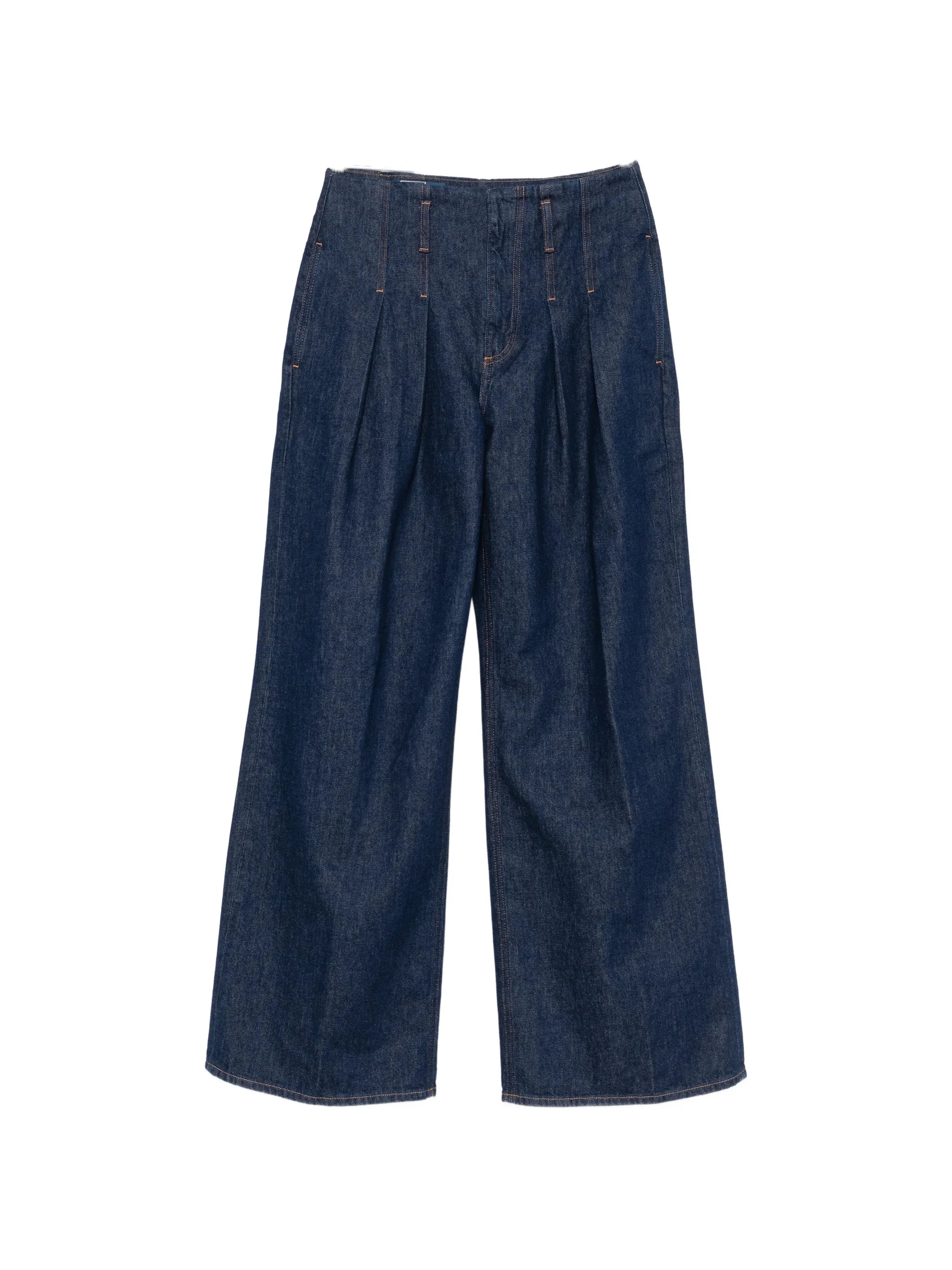 pleated wide-leg jeans