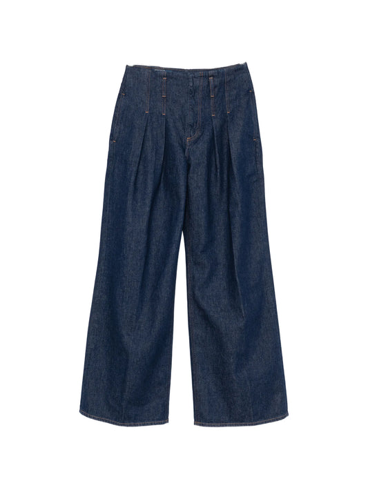 pleated wide-leg jeans