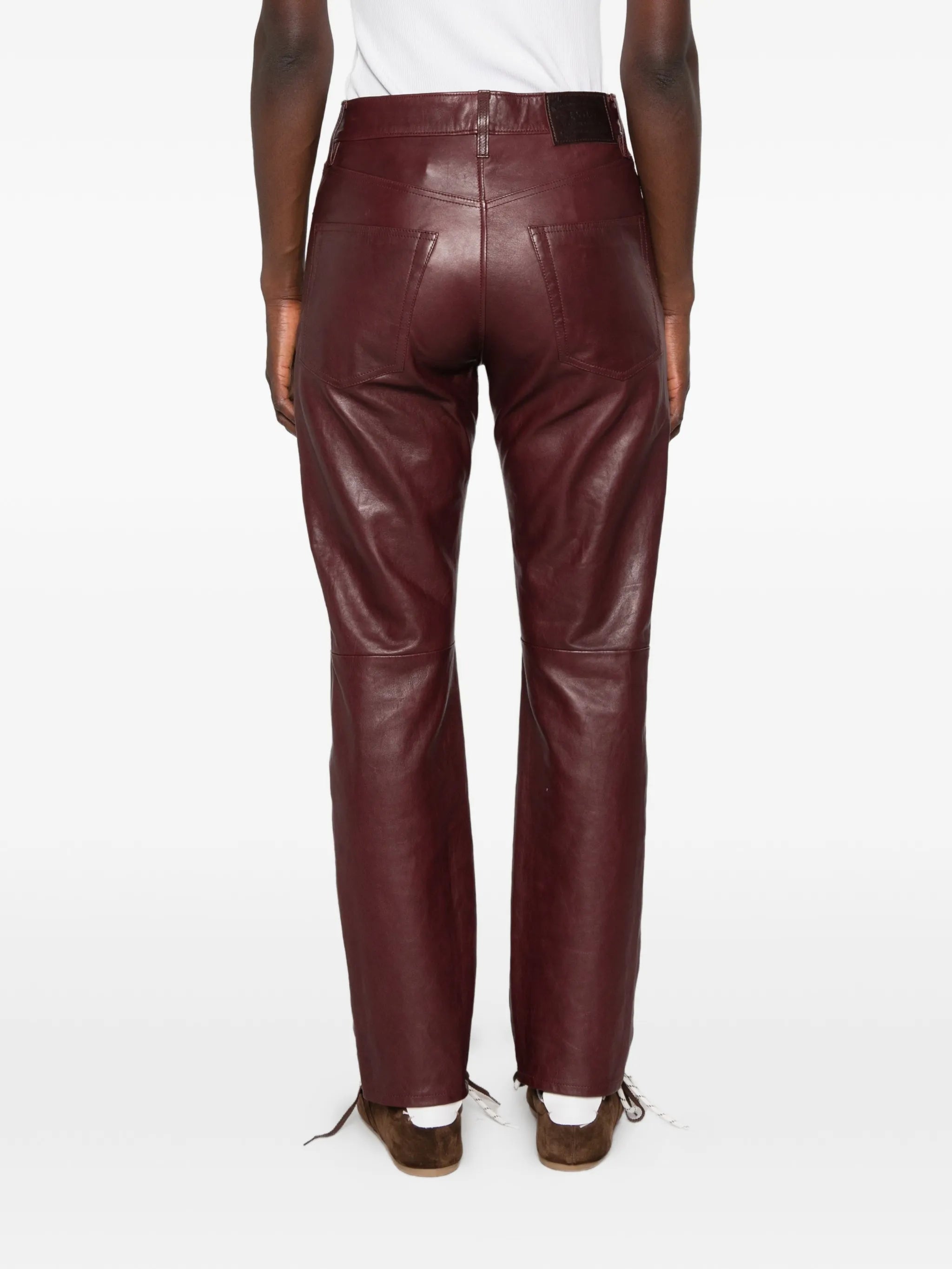 leather wide-leg trousers