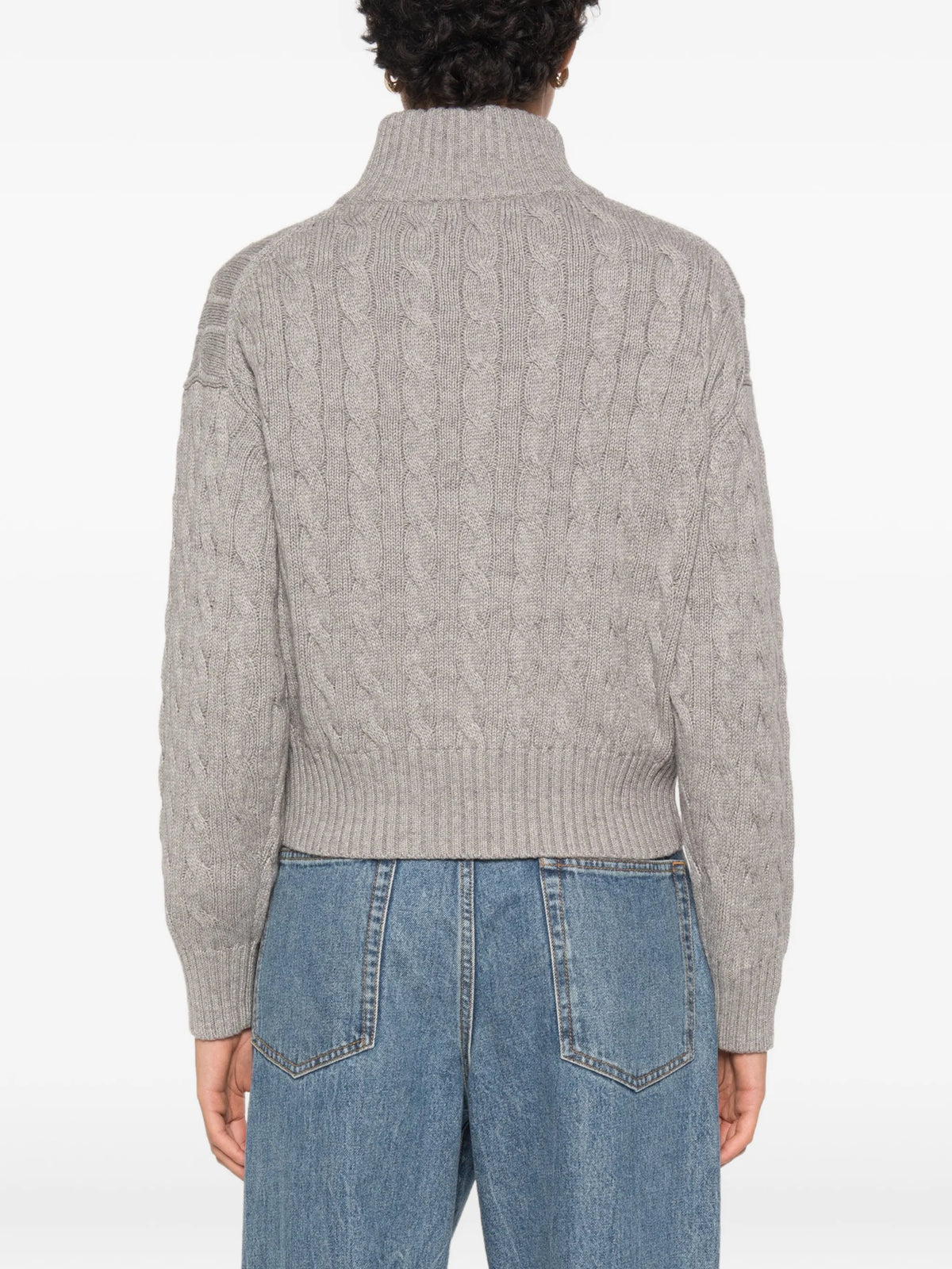 cable-knit quarter-zip sweater