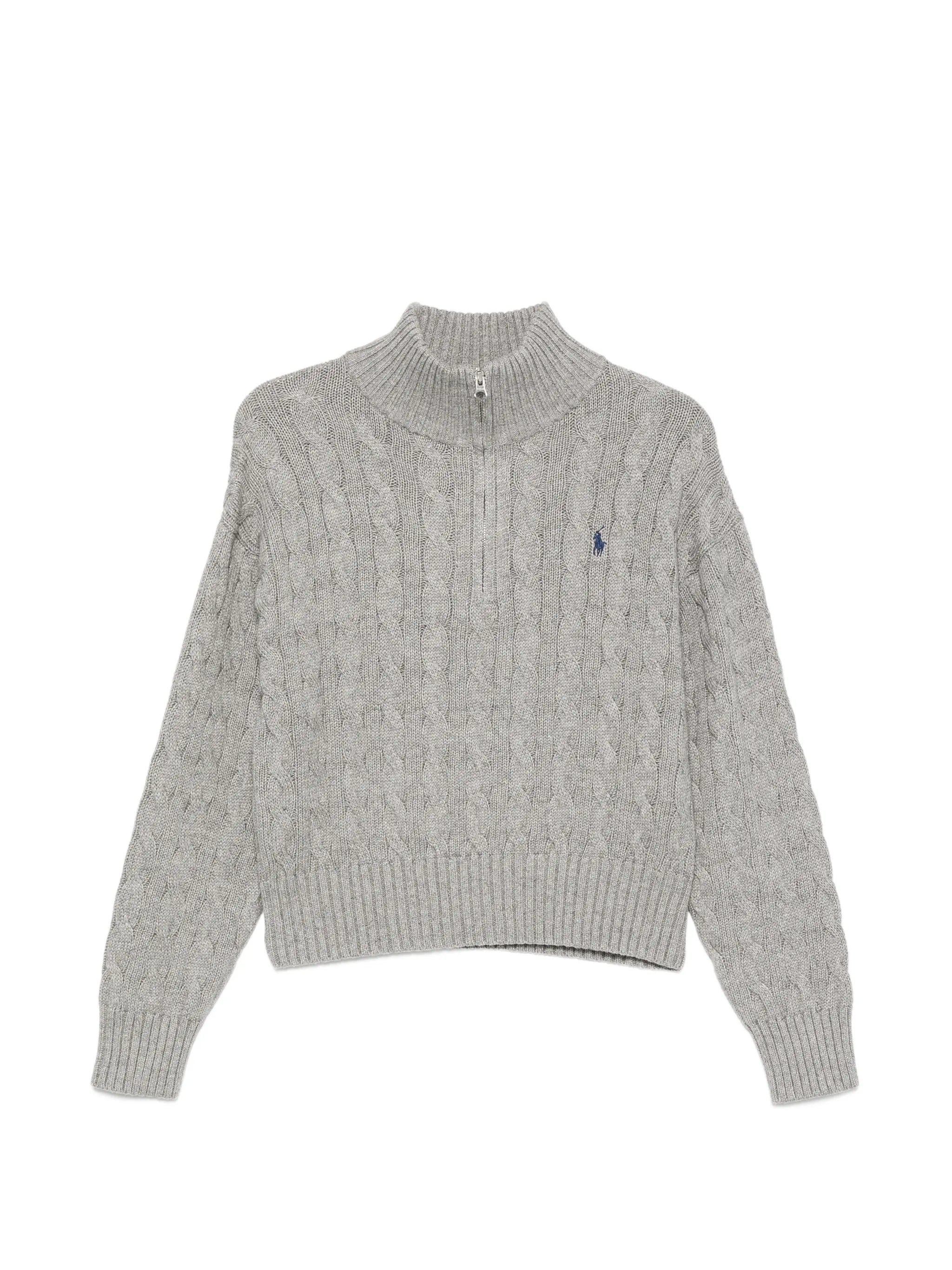 cable-knit quarter-zip sweater