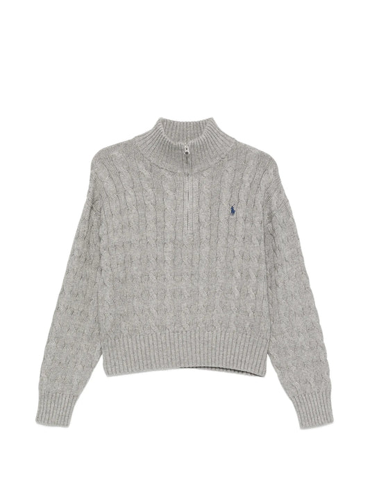 cable-knit quarter-zip sweater