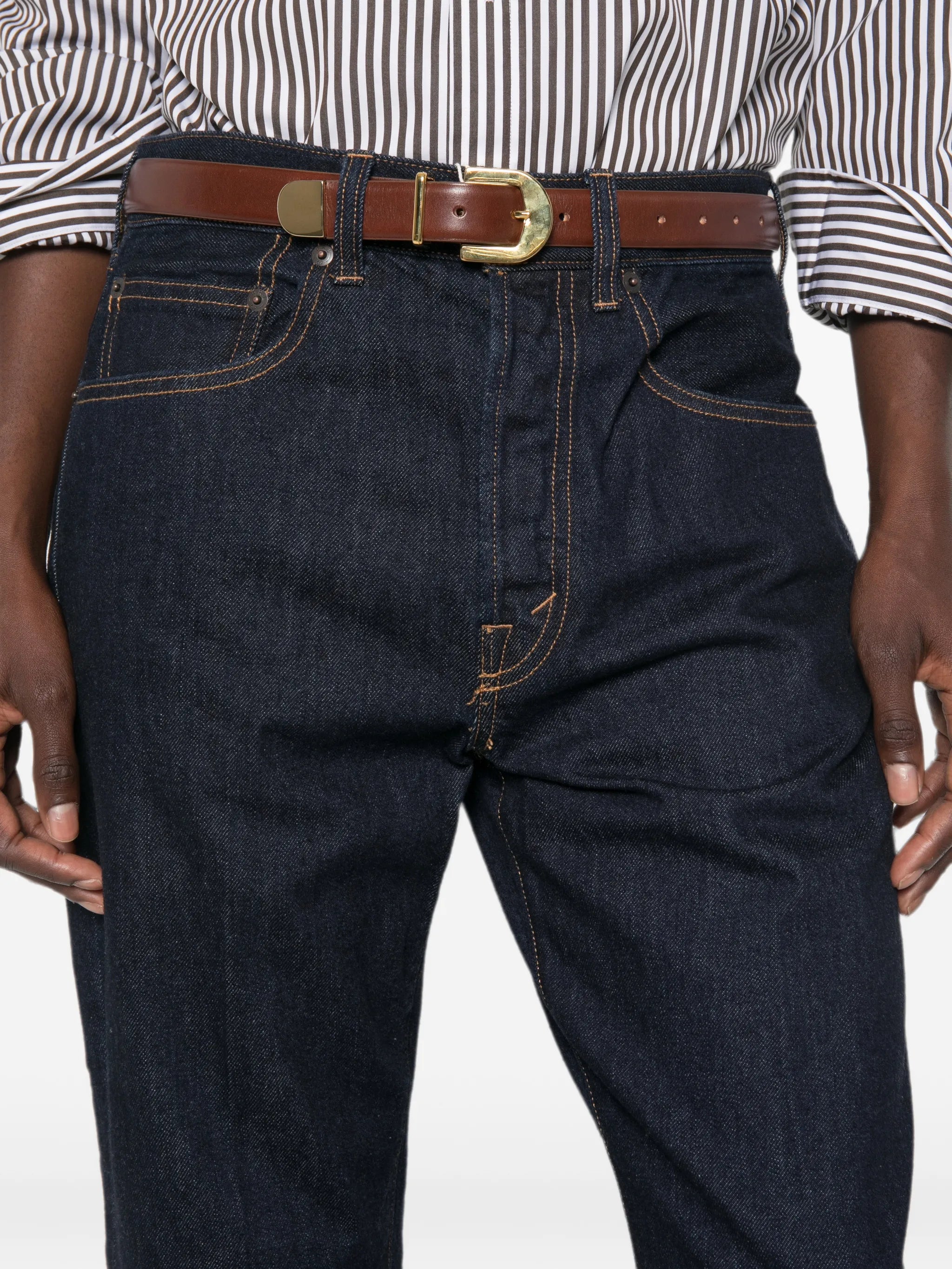 belt-loops straight-leg jeans