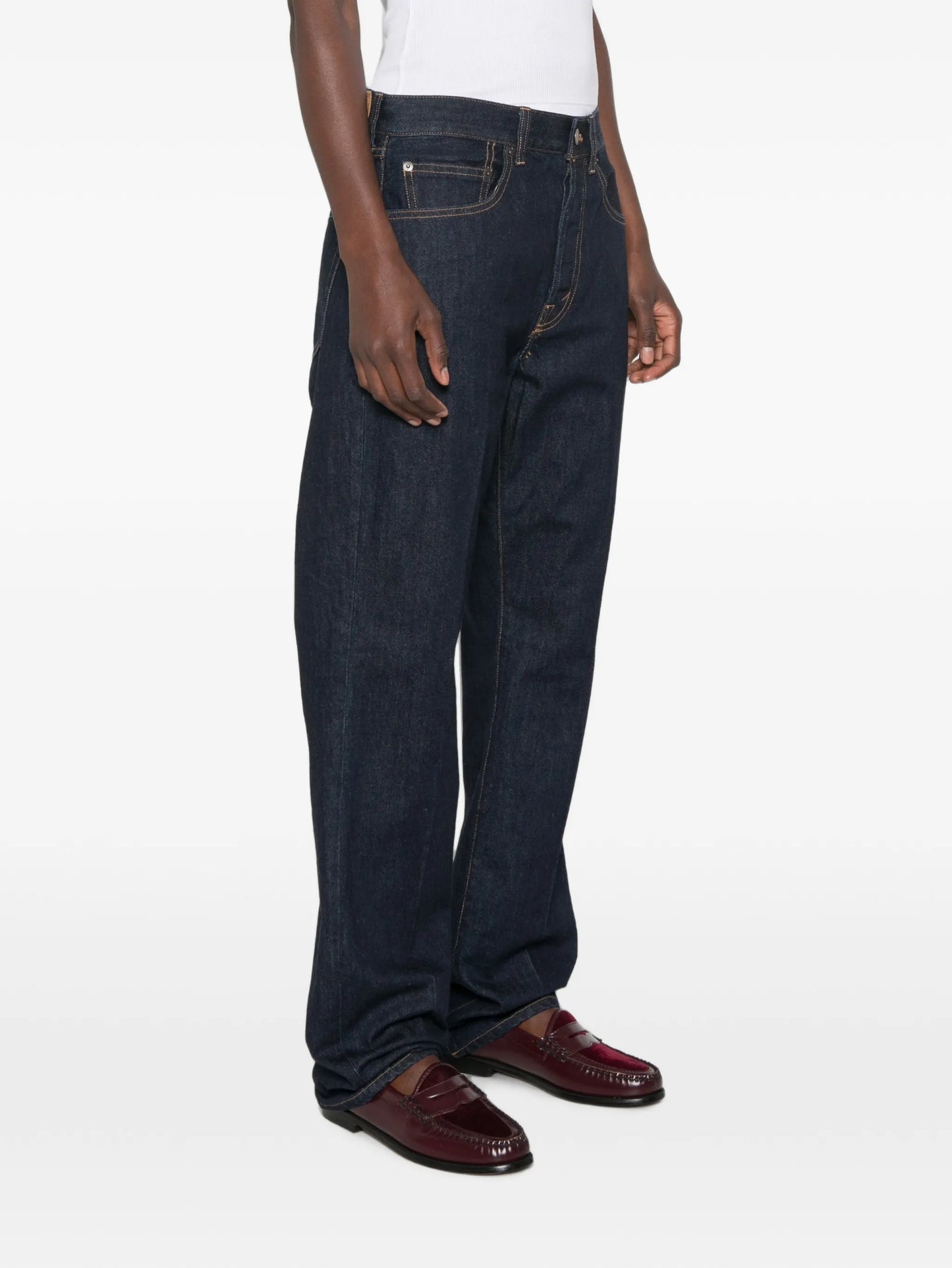 belt-loops straight-leg jeans