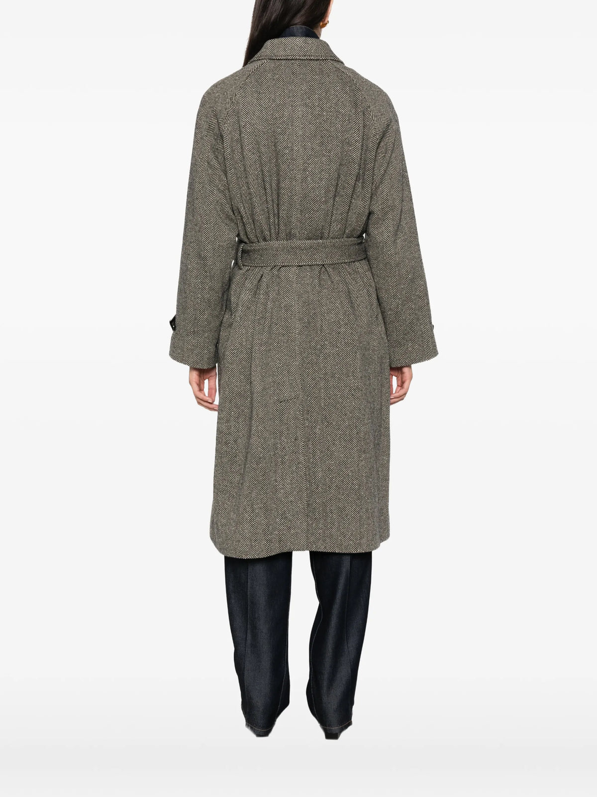 herringbone belted coat