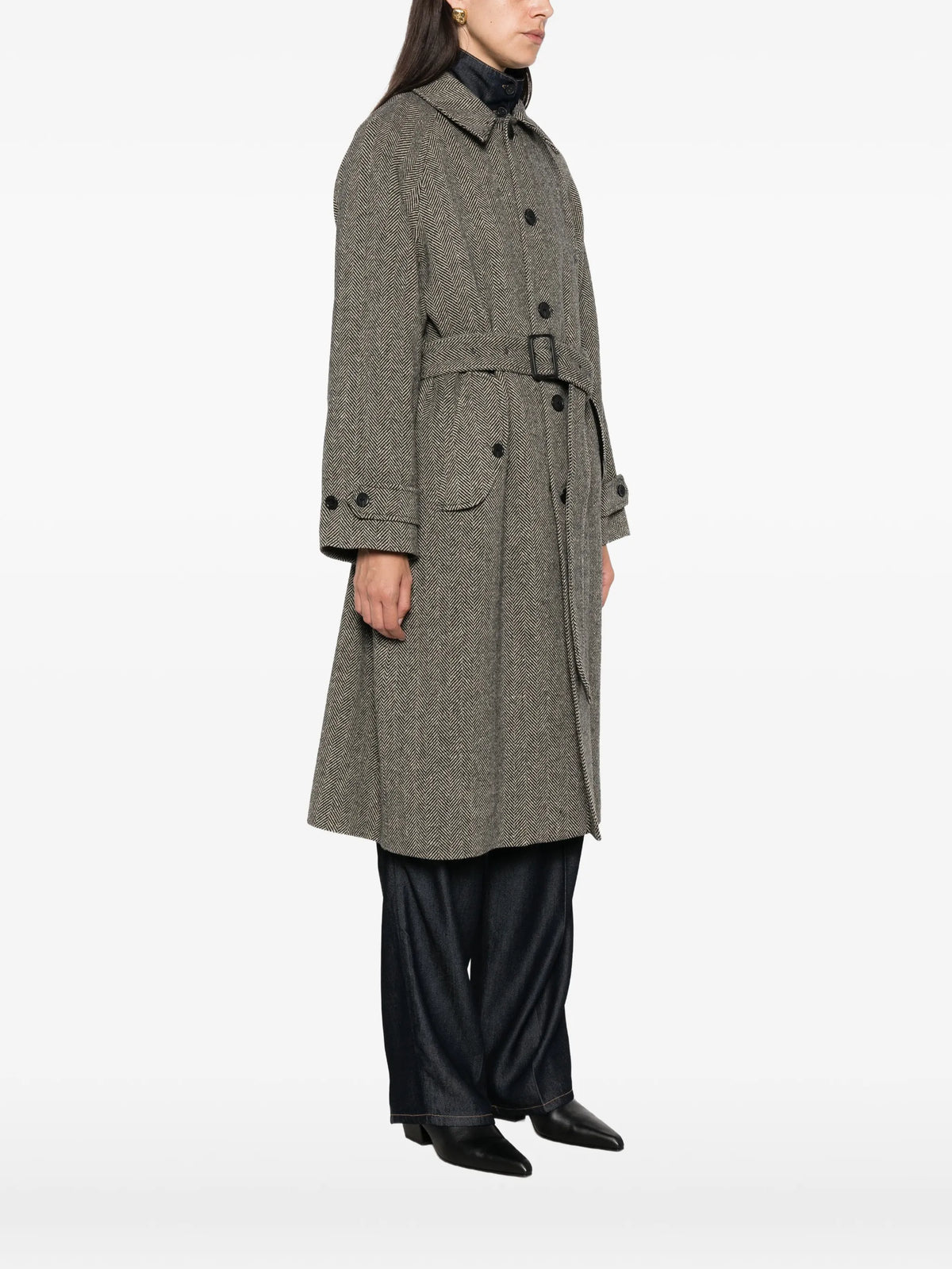 herringbone belted coat
