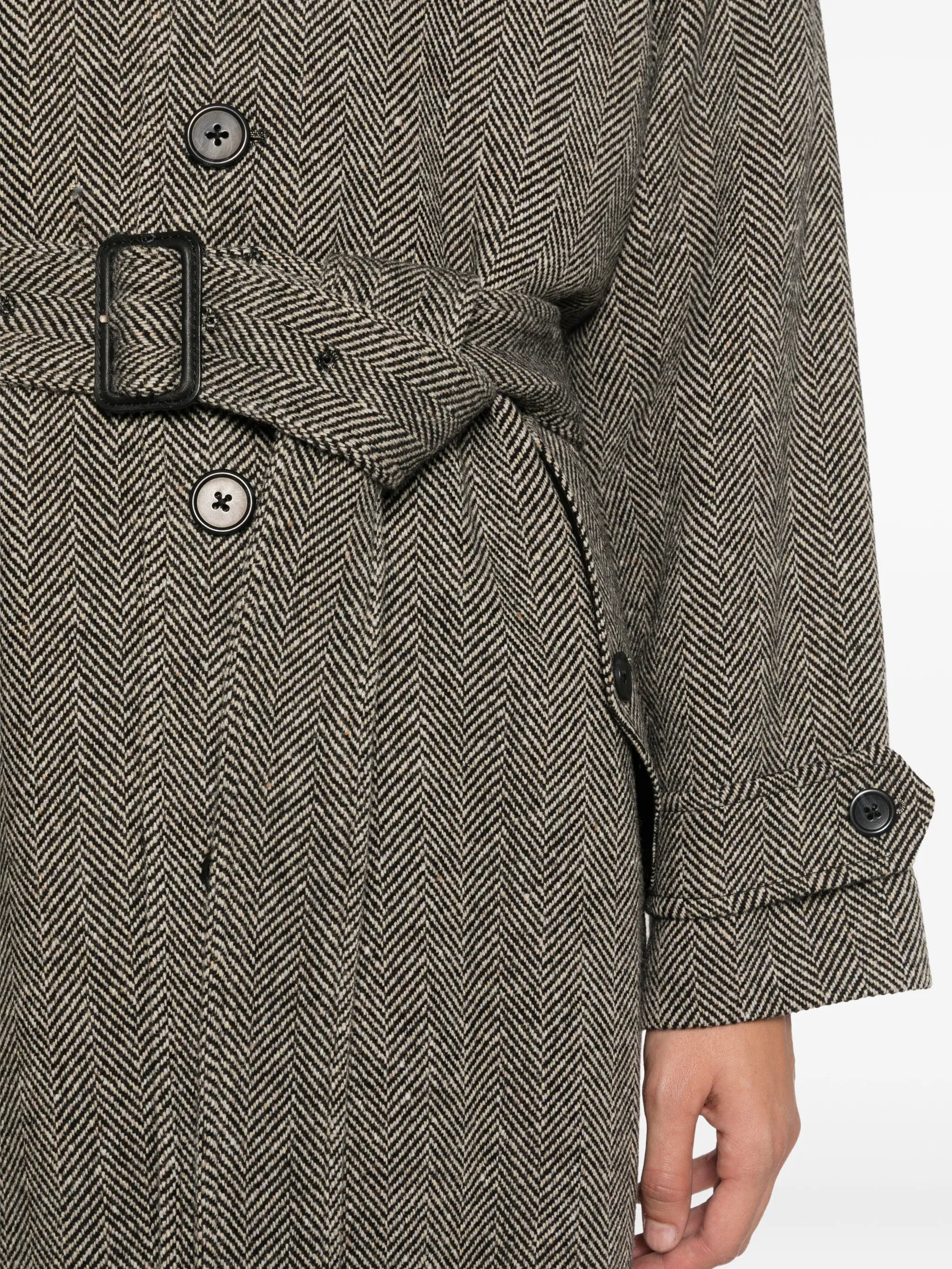 herringbone belted coat