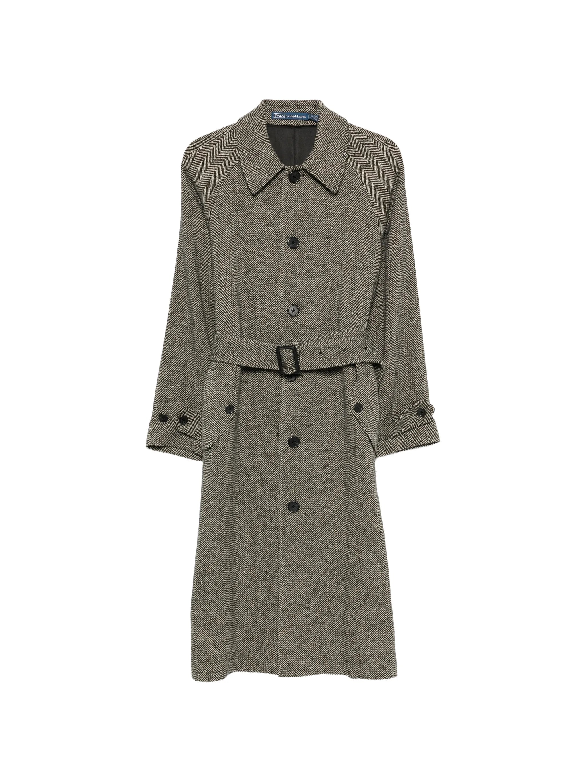 herringbone belted coat