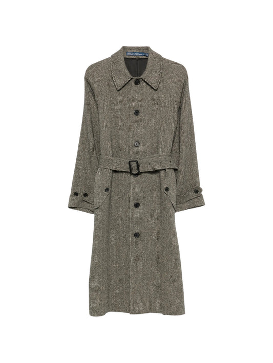 herringbone belted coat