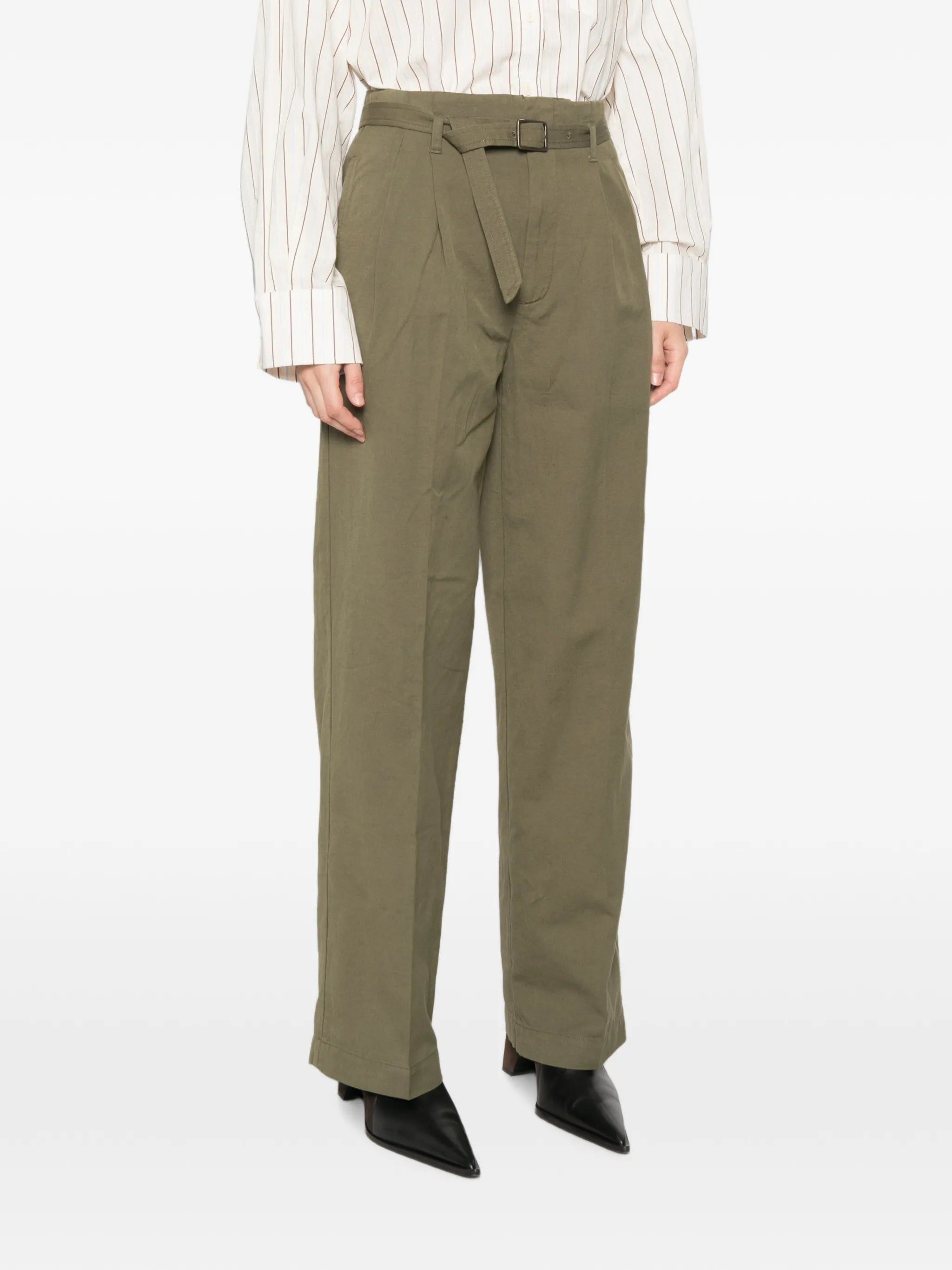 belted pleated trousers