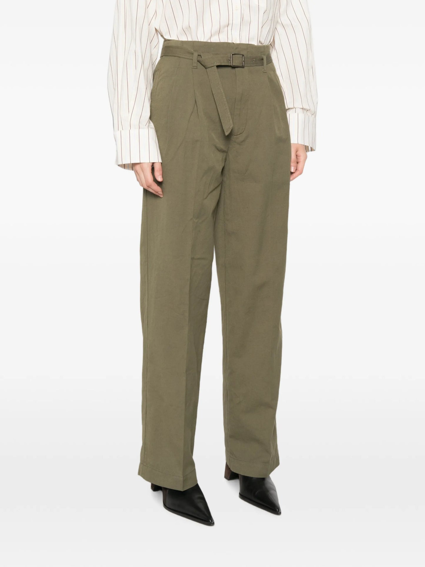 belted pleated trousers