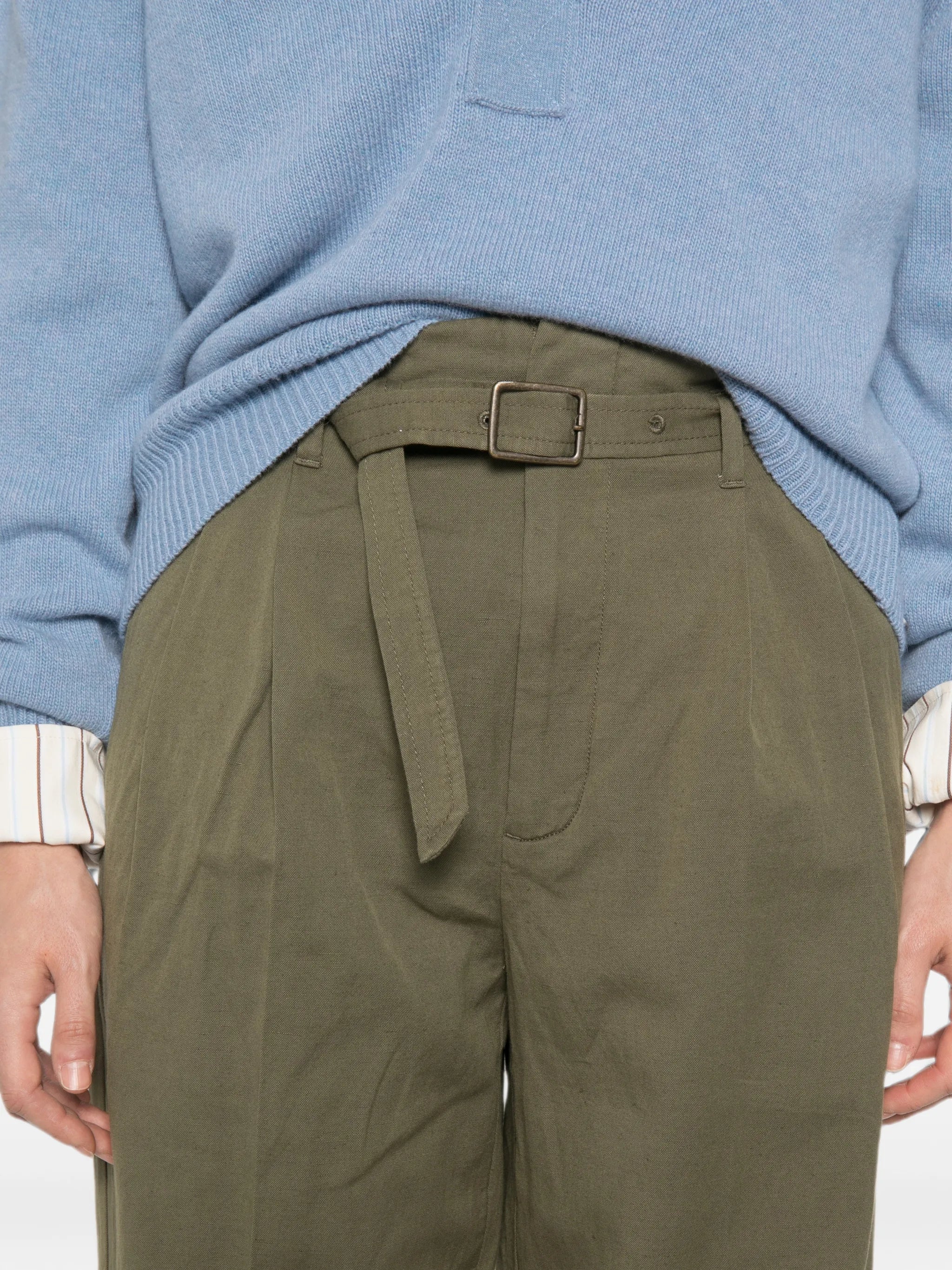 belted pleated trousers