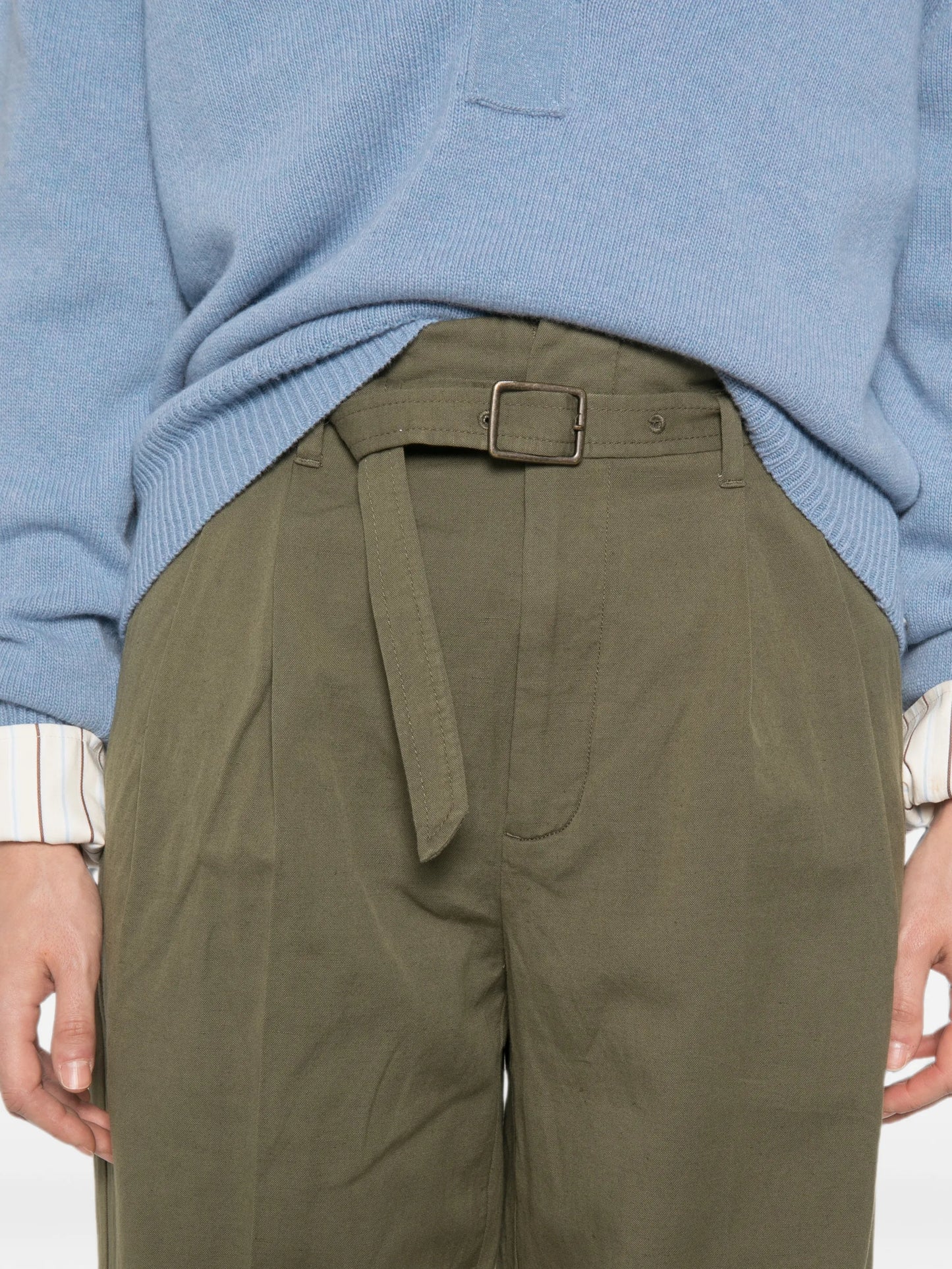 belted pleated trousers