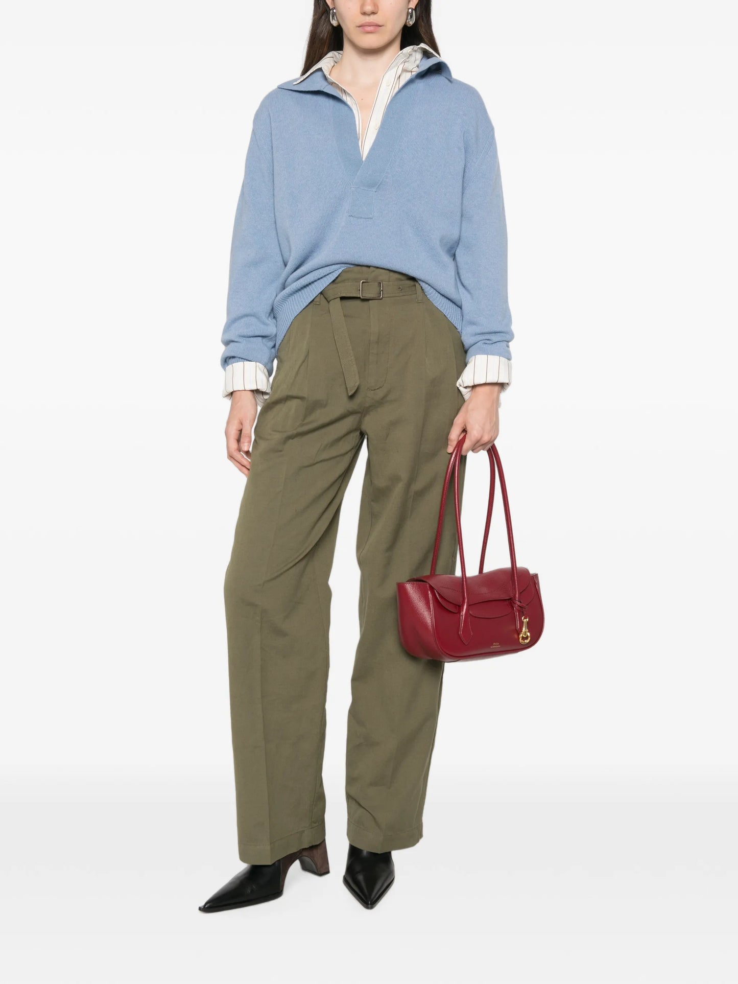 belted pleated trousers