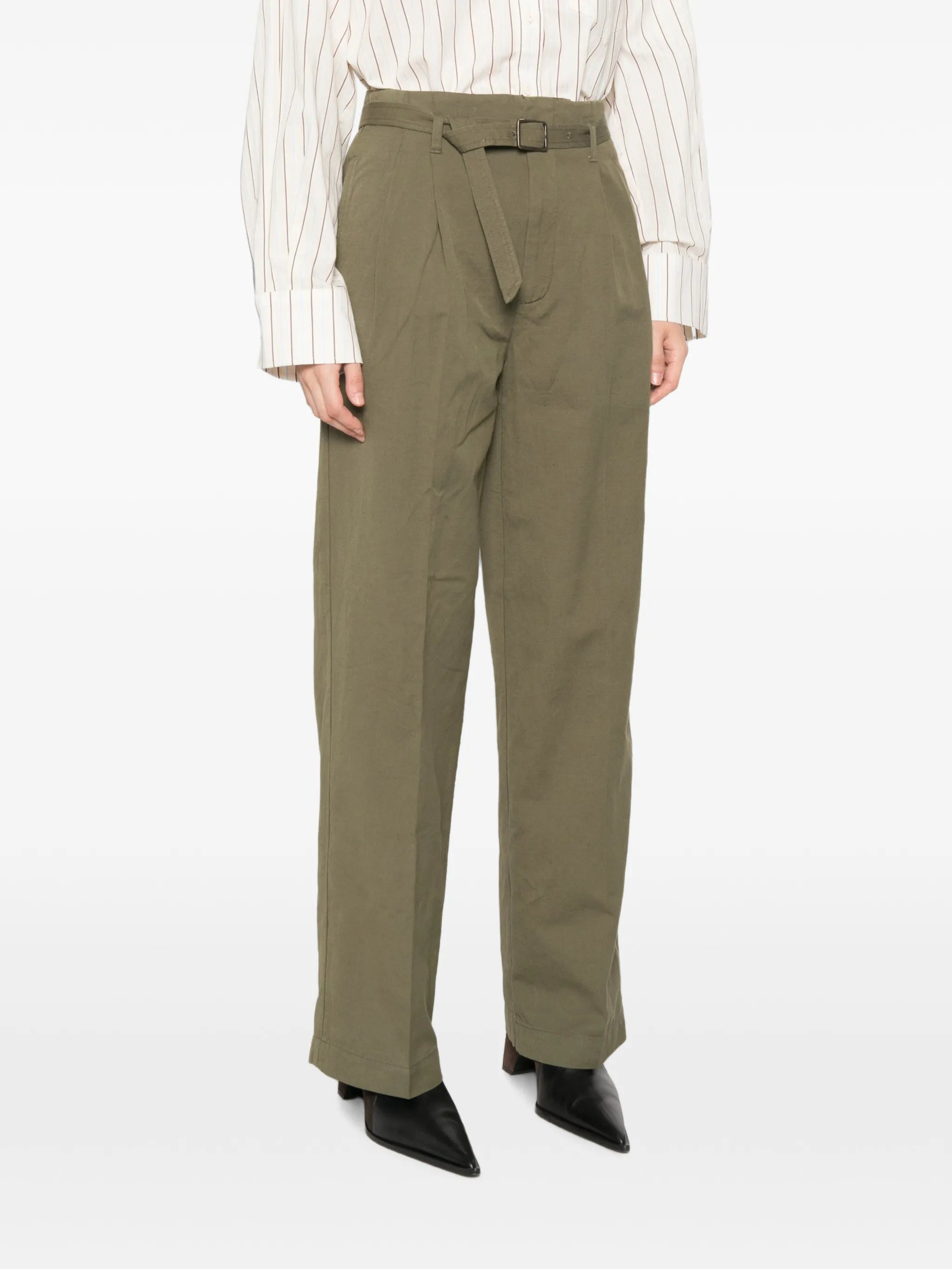 belted pleated trousers