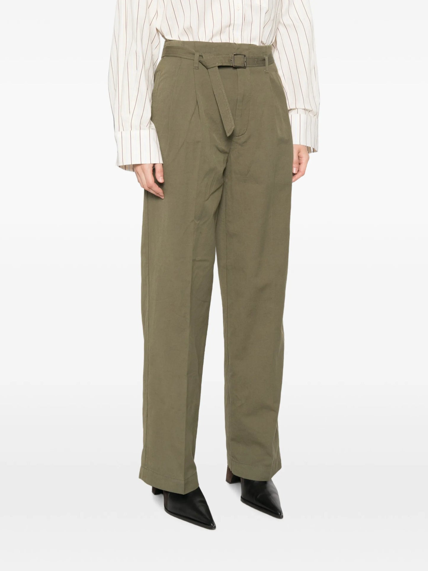 belted pleated trousers