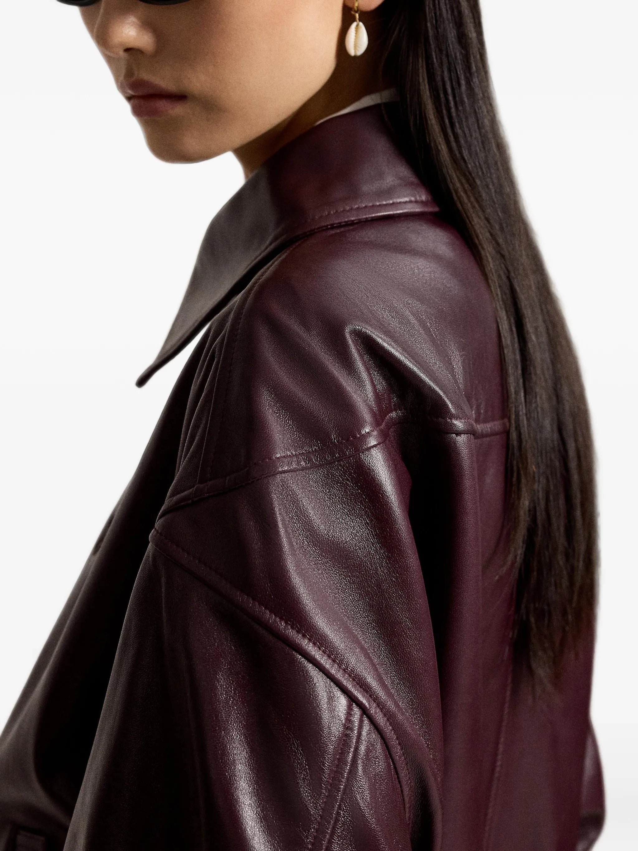 leather bubble zip jacket