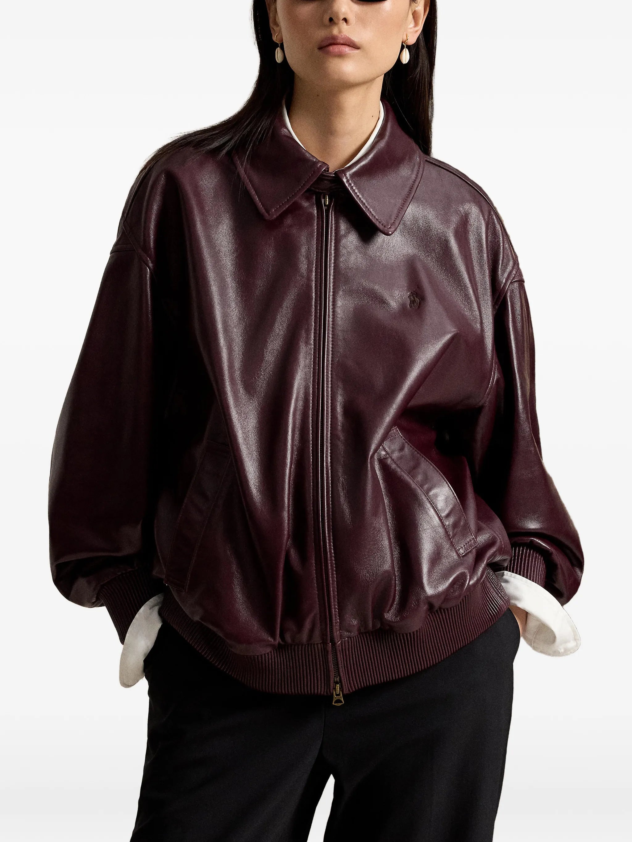 leather bubble zip jacket