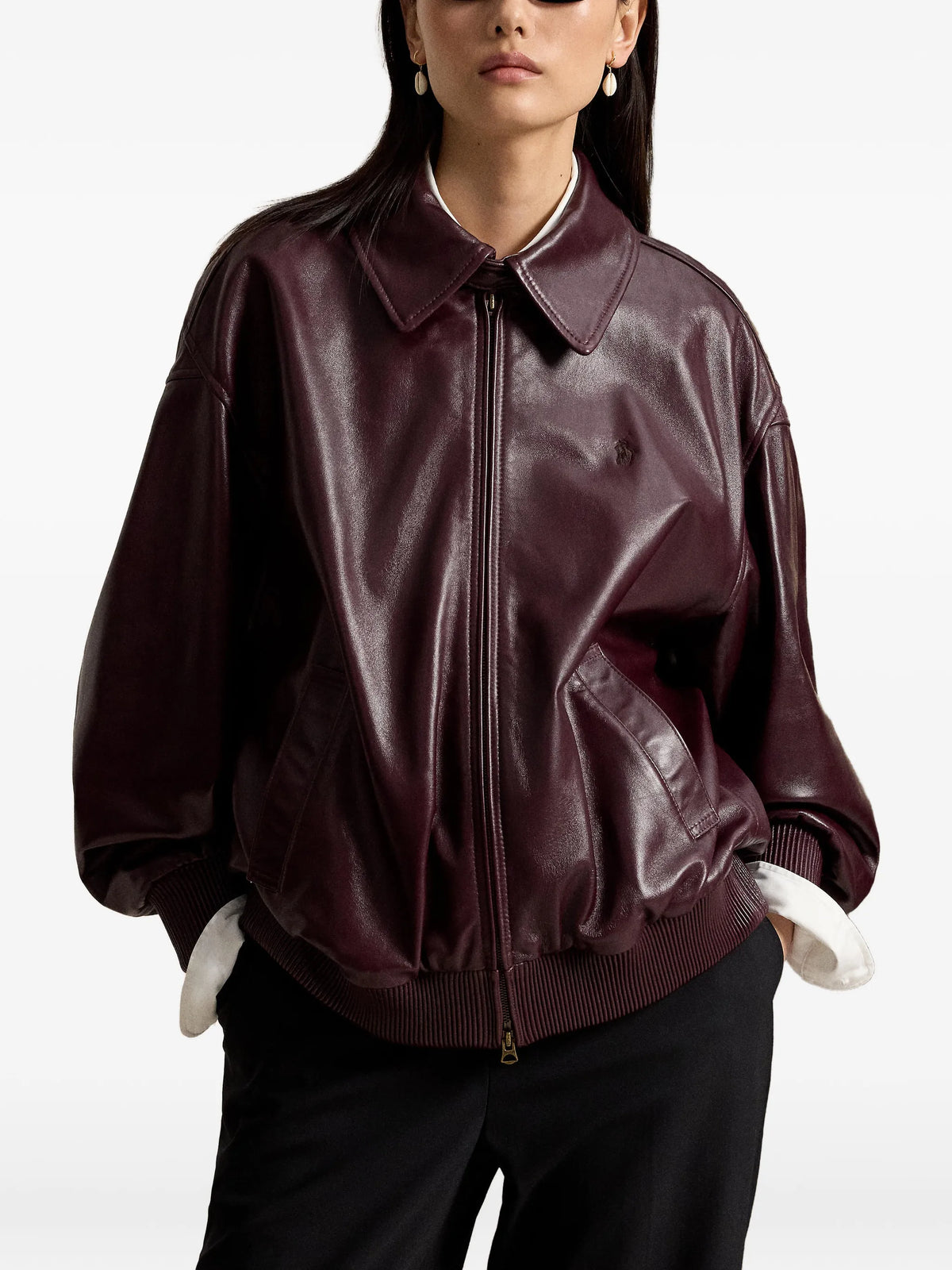 leather bubble zip jacket