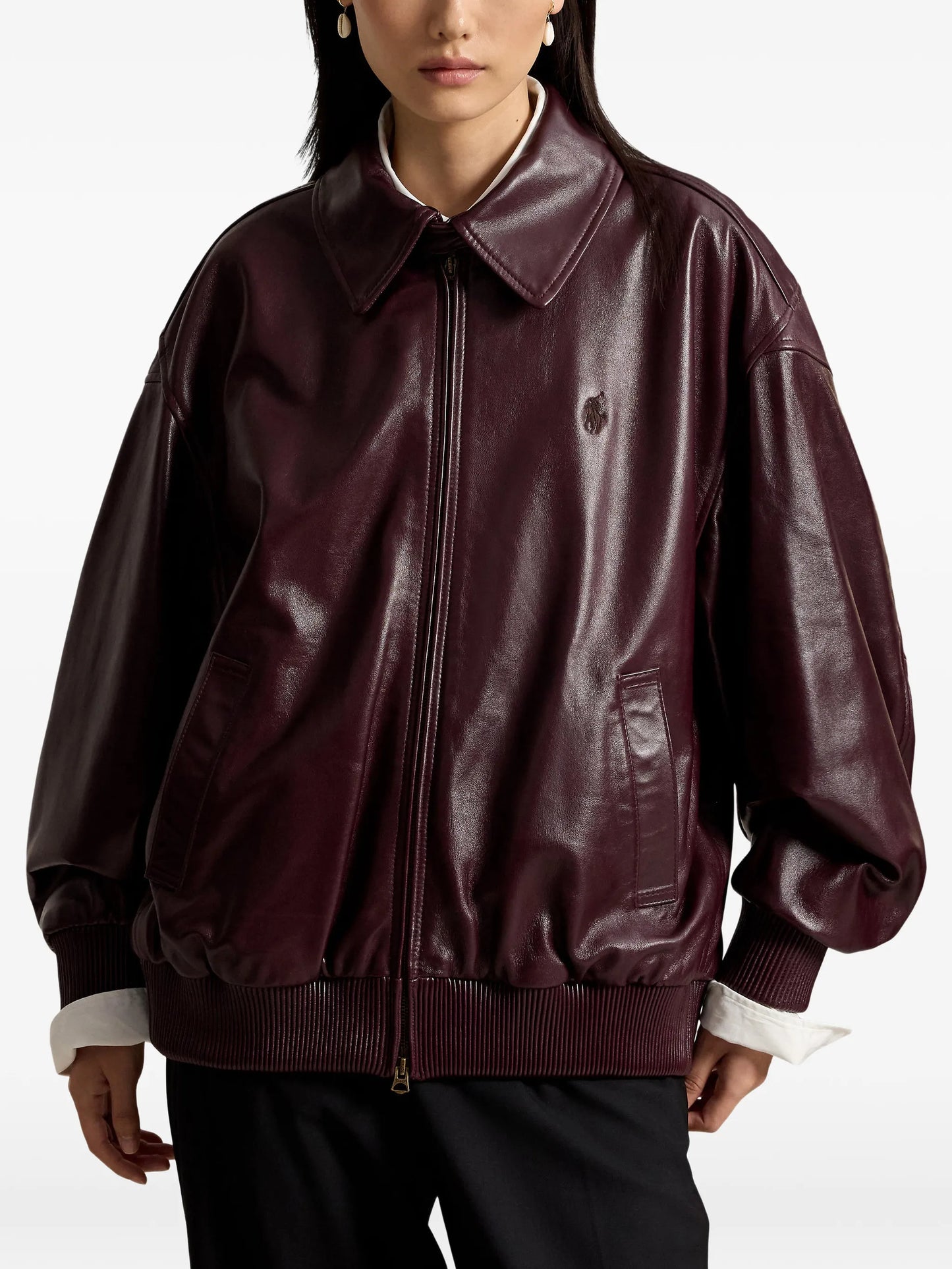 leather bubble zip jacket
