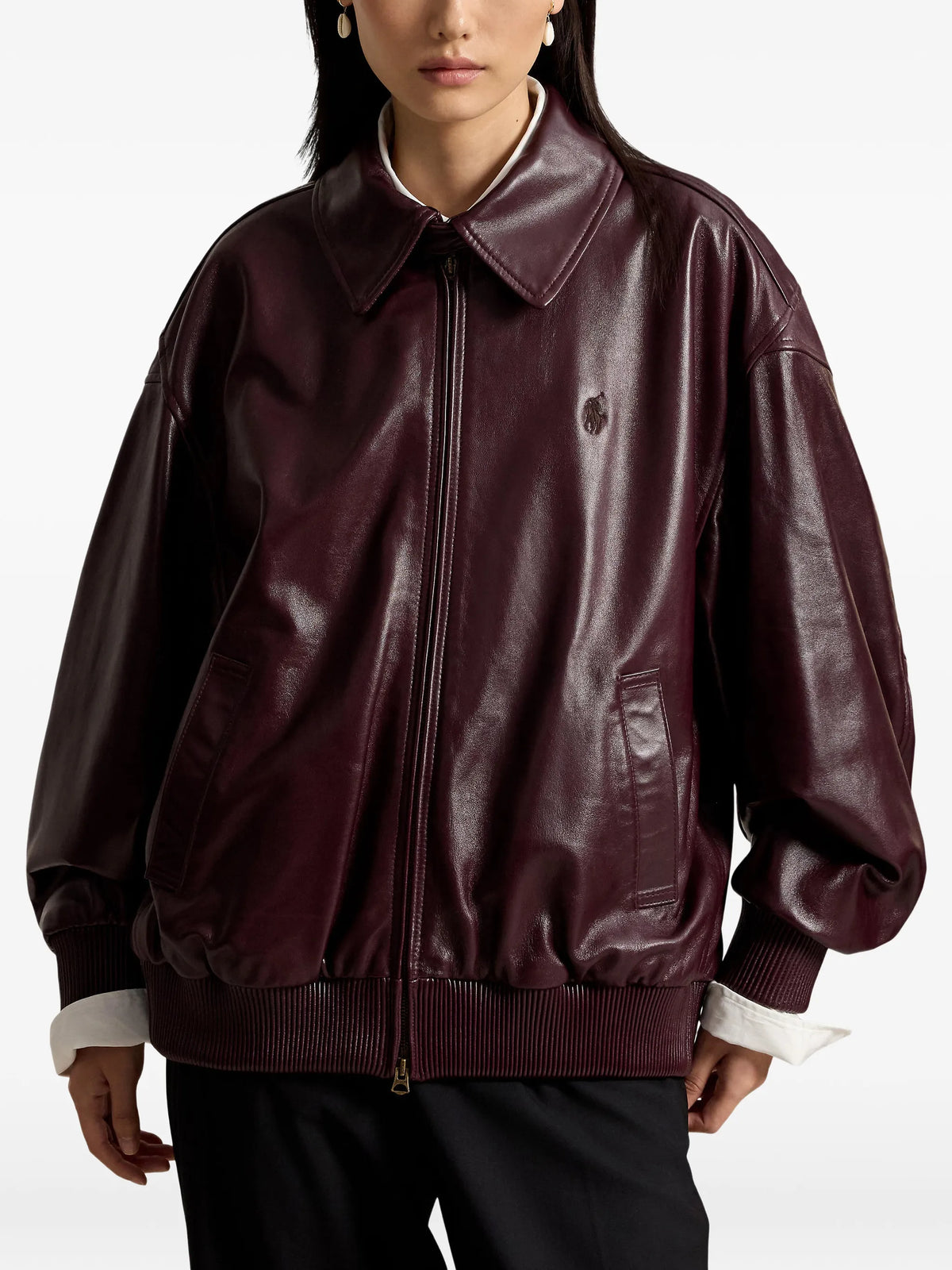 leather bubble zip jacket
