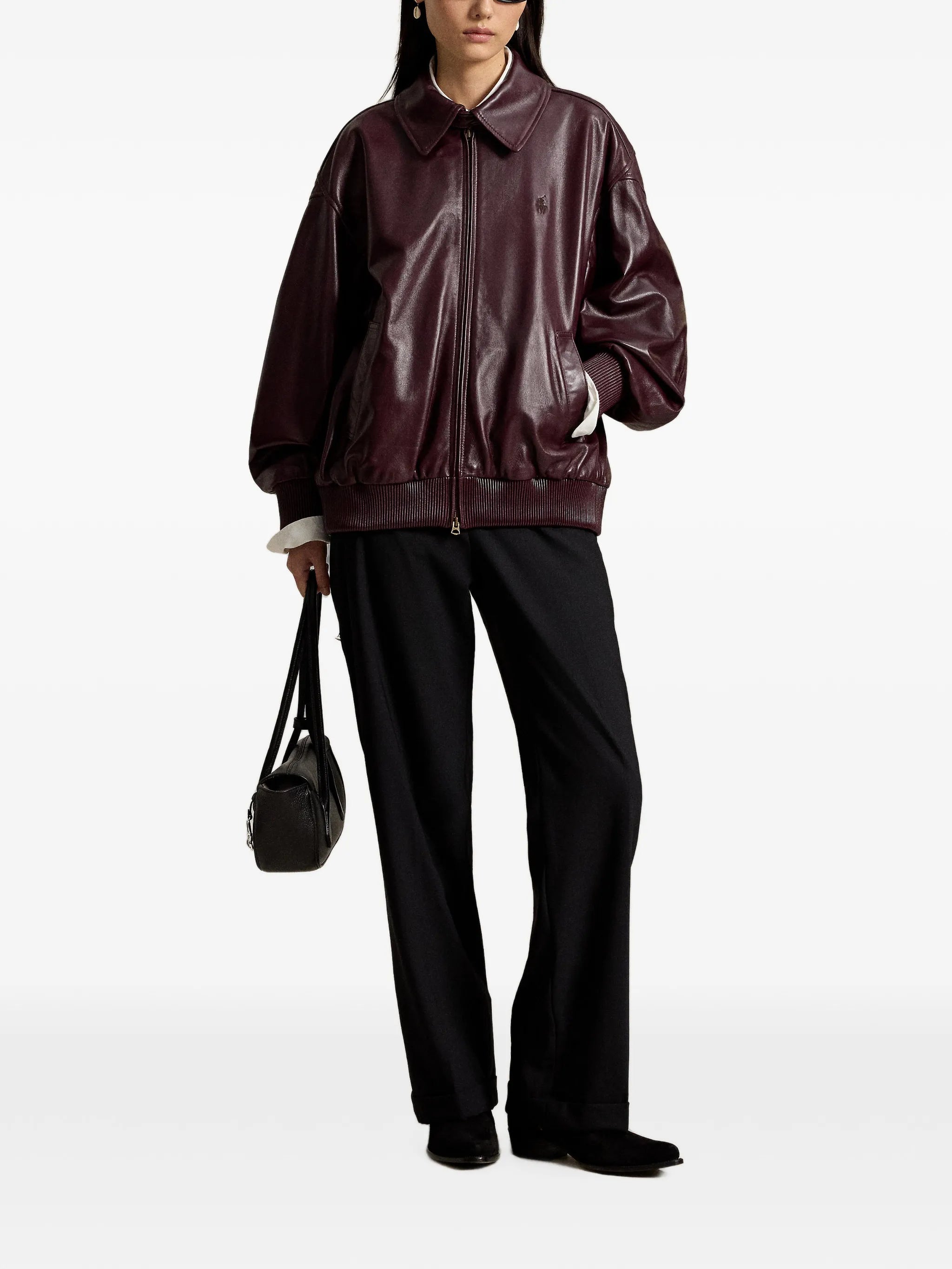 leather bubble zip jacket