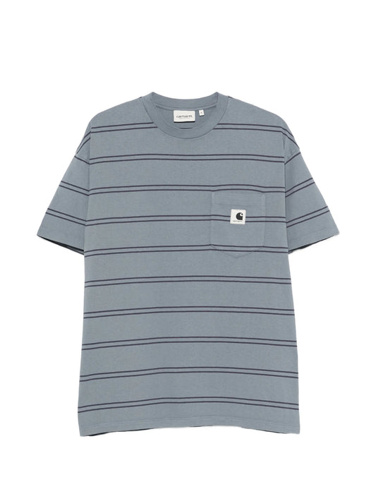 stripe-pattern pocket T-shirt