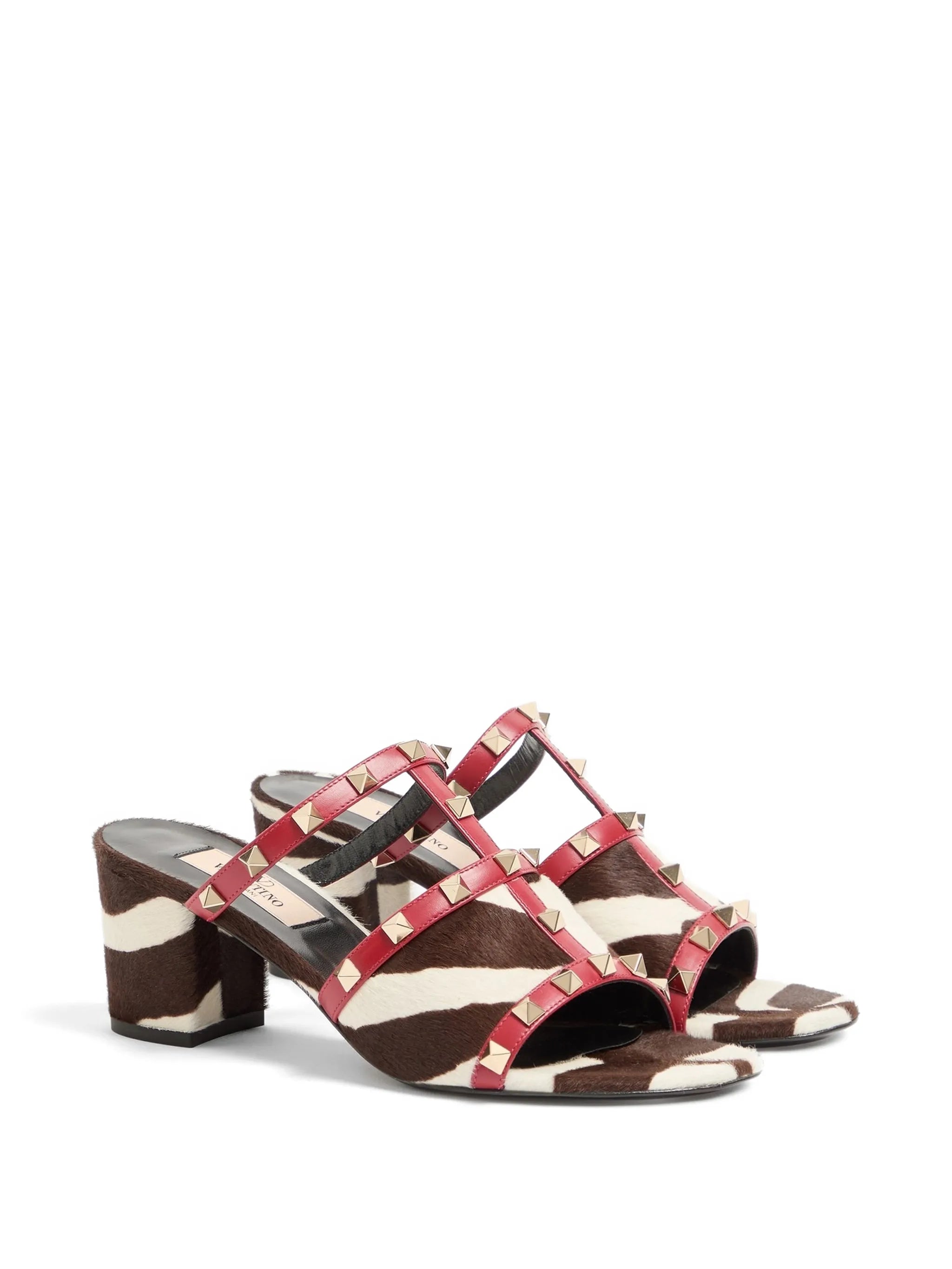 striped stud sandals