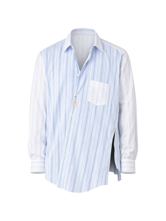 asymmetric striped cotton shirt